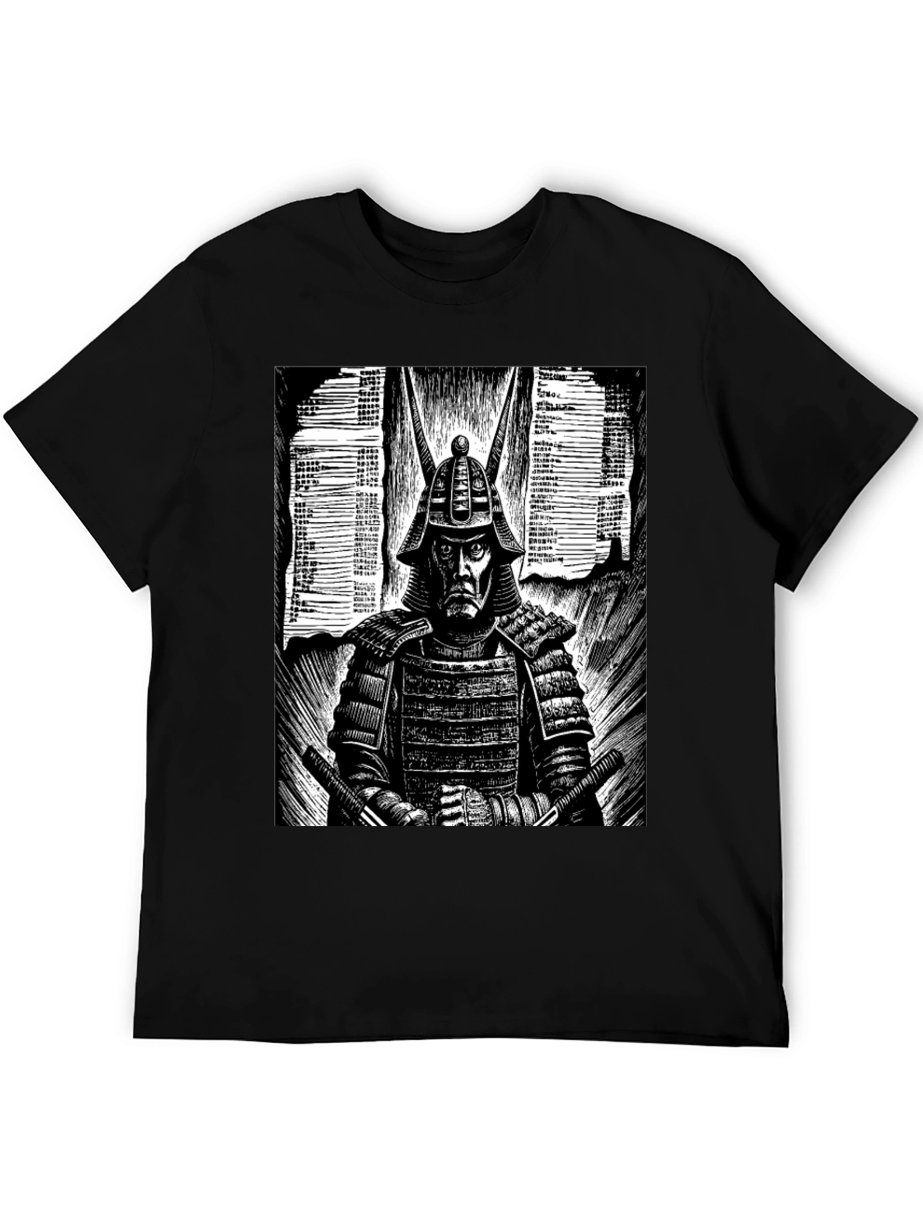 Samurai Graphic Tee - Black Cotton T-Shirt
