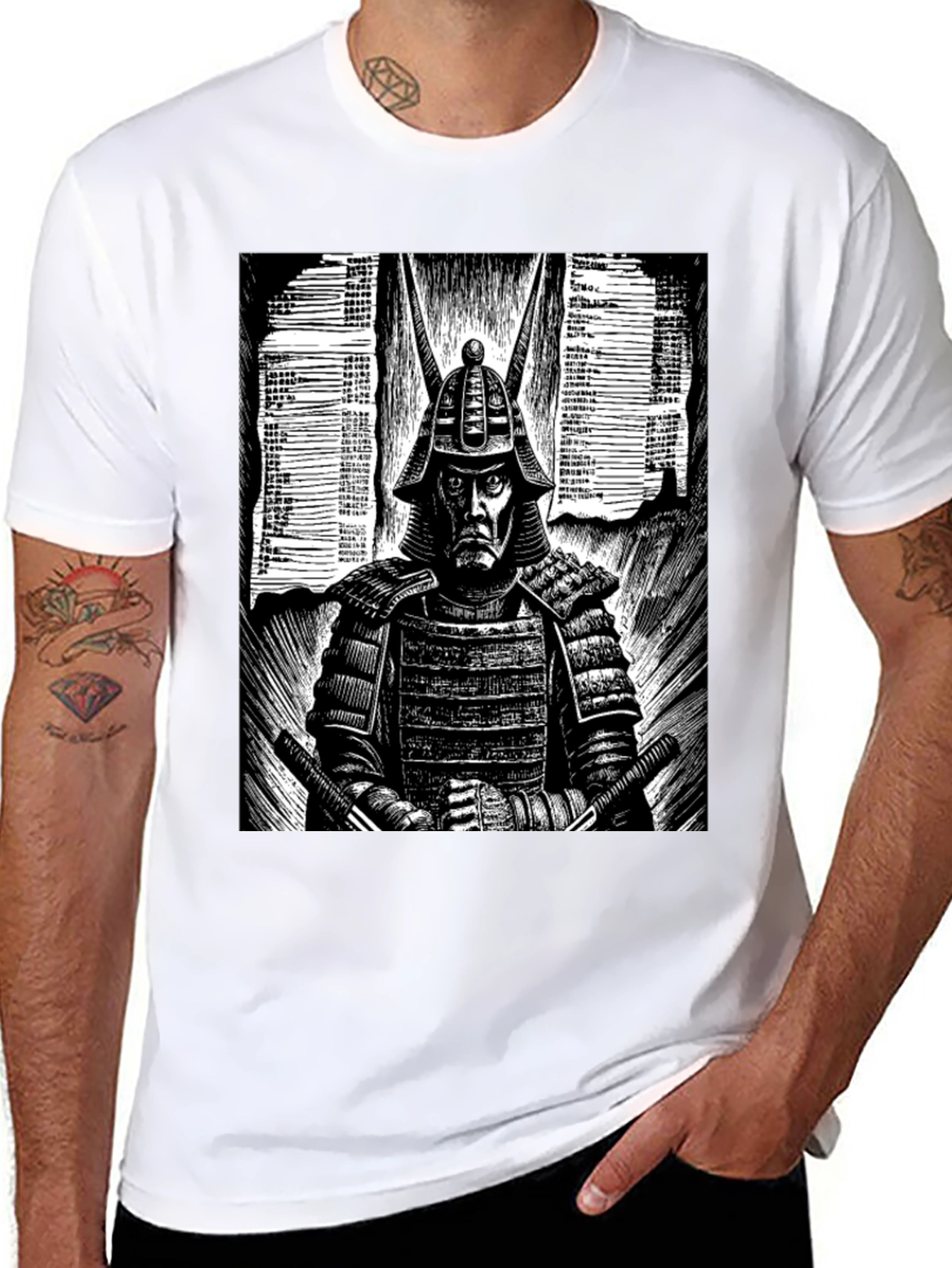 Samurai Graphic Tee - Black Cotton T-Shirt