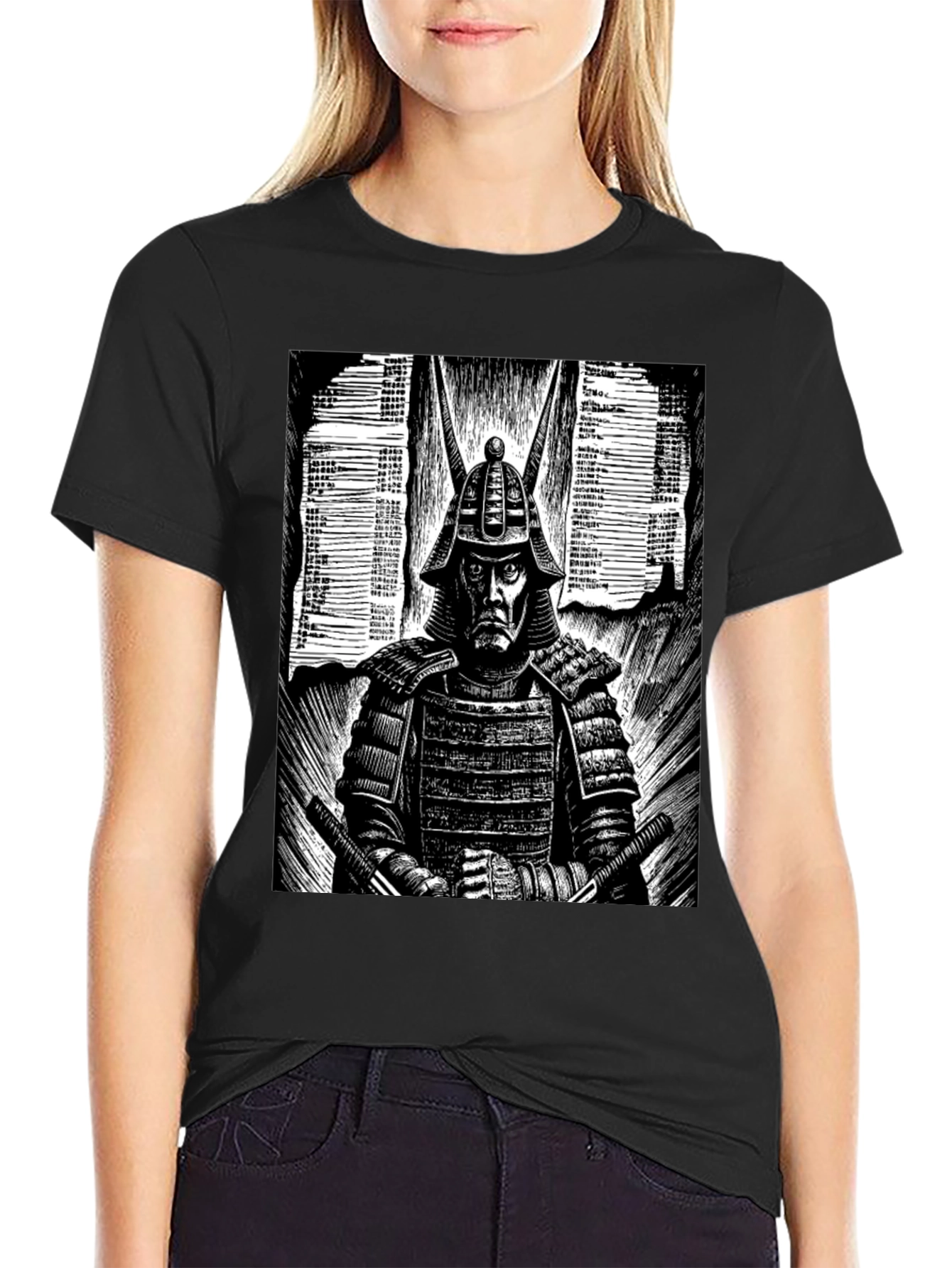 Samurai Graphic Tee - Black Cotton T-Shirt