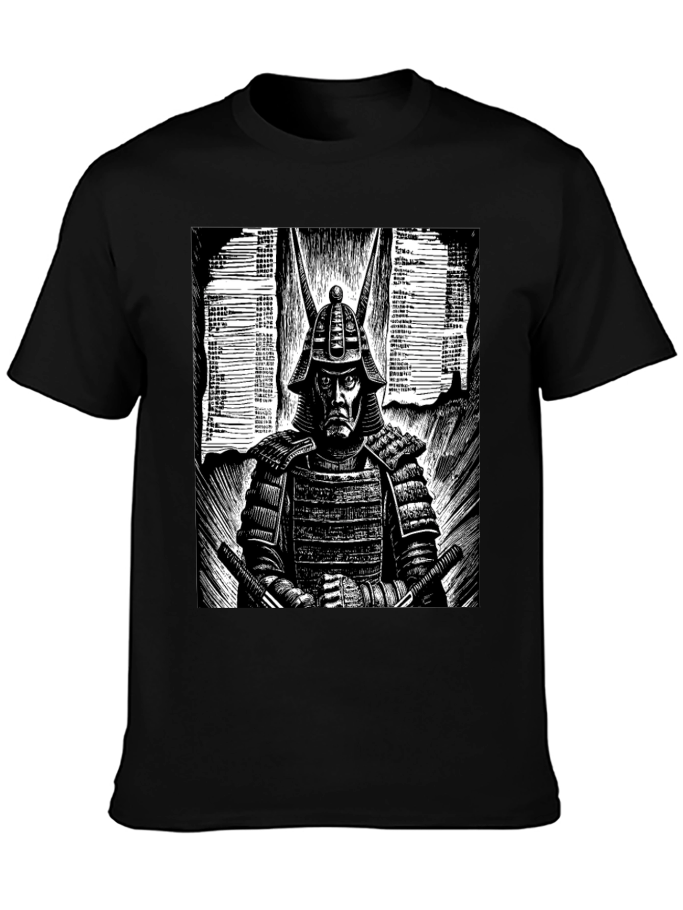 Samurai Graphic Tee - Black Cotton T-Shirt