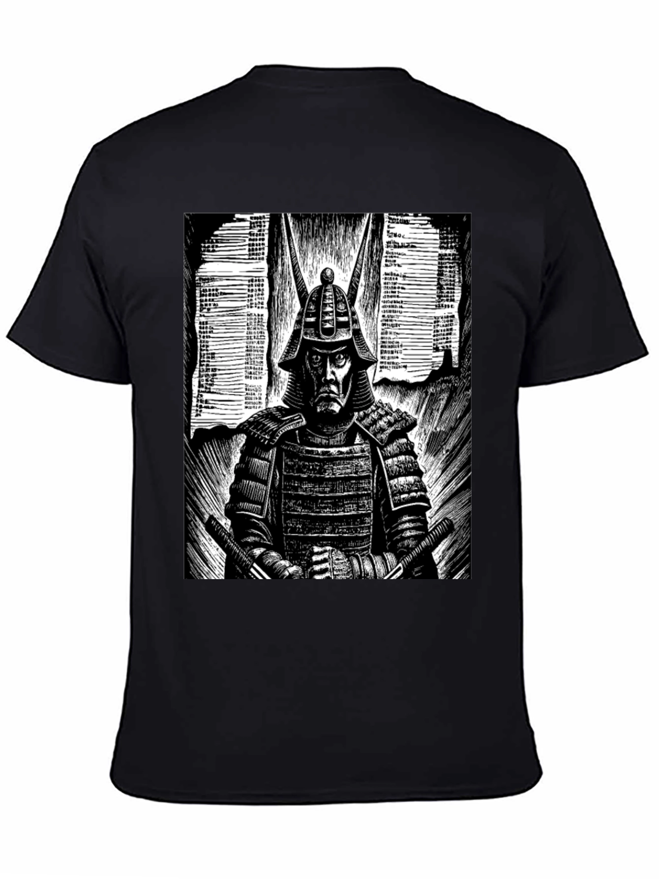 Samurai Graphic Tee - Black Cotton T-Shirt