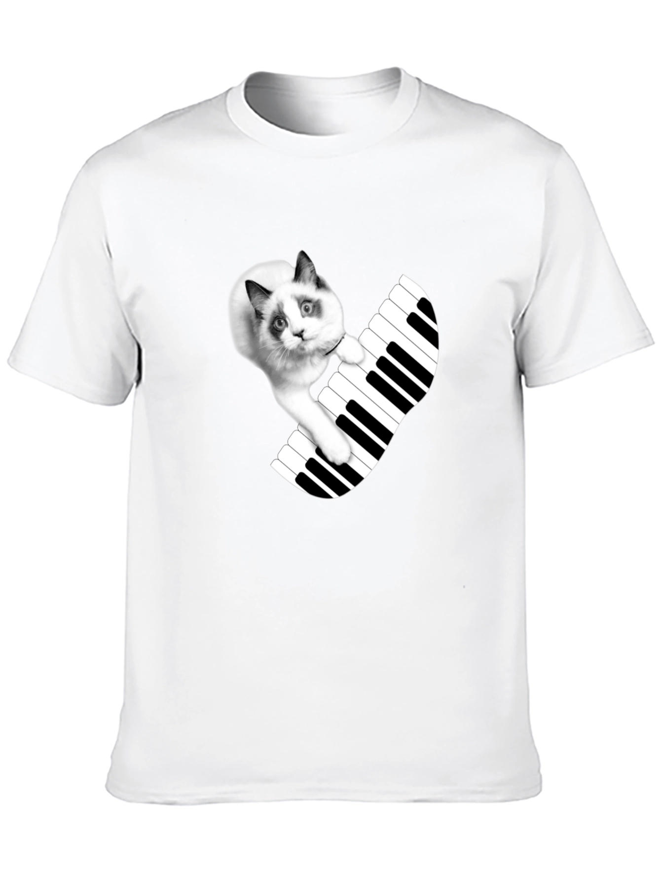 Cat Playing Piano T-Shirt - Novelty Tee