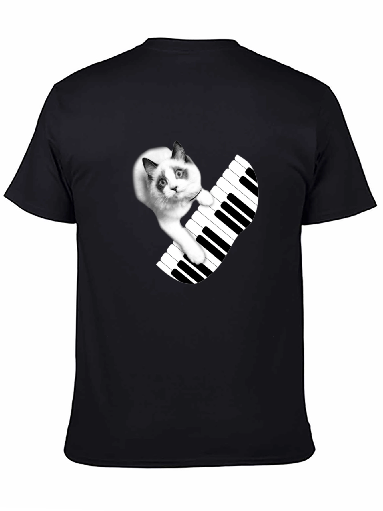 Cat Playing Piano T-Shirt - Novelty Tee