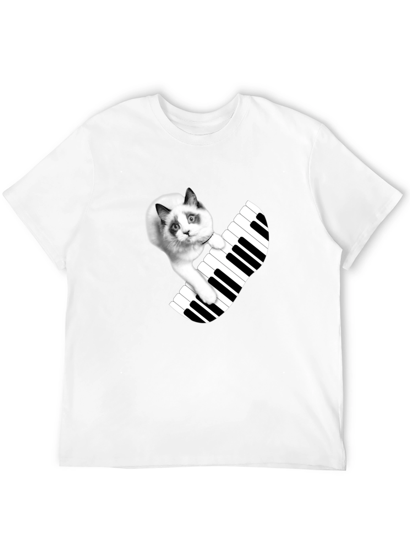 Cat Playing Piano T-Shirt - Novelty Tee