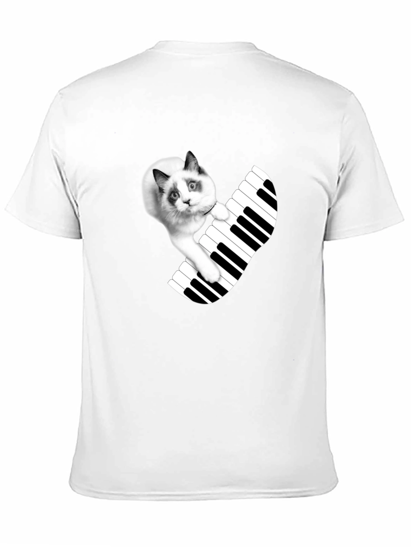 Cat Playing Piano T-Shirt - Novelty Tee