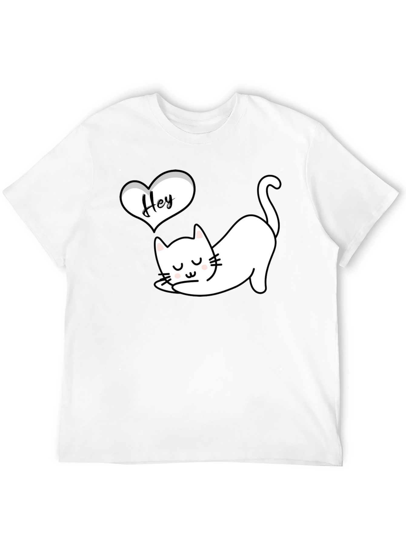 Cute Cat Hey Black Graphic Tee