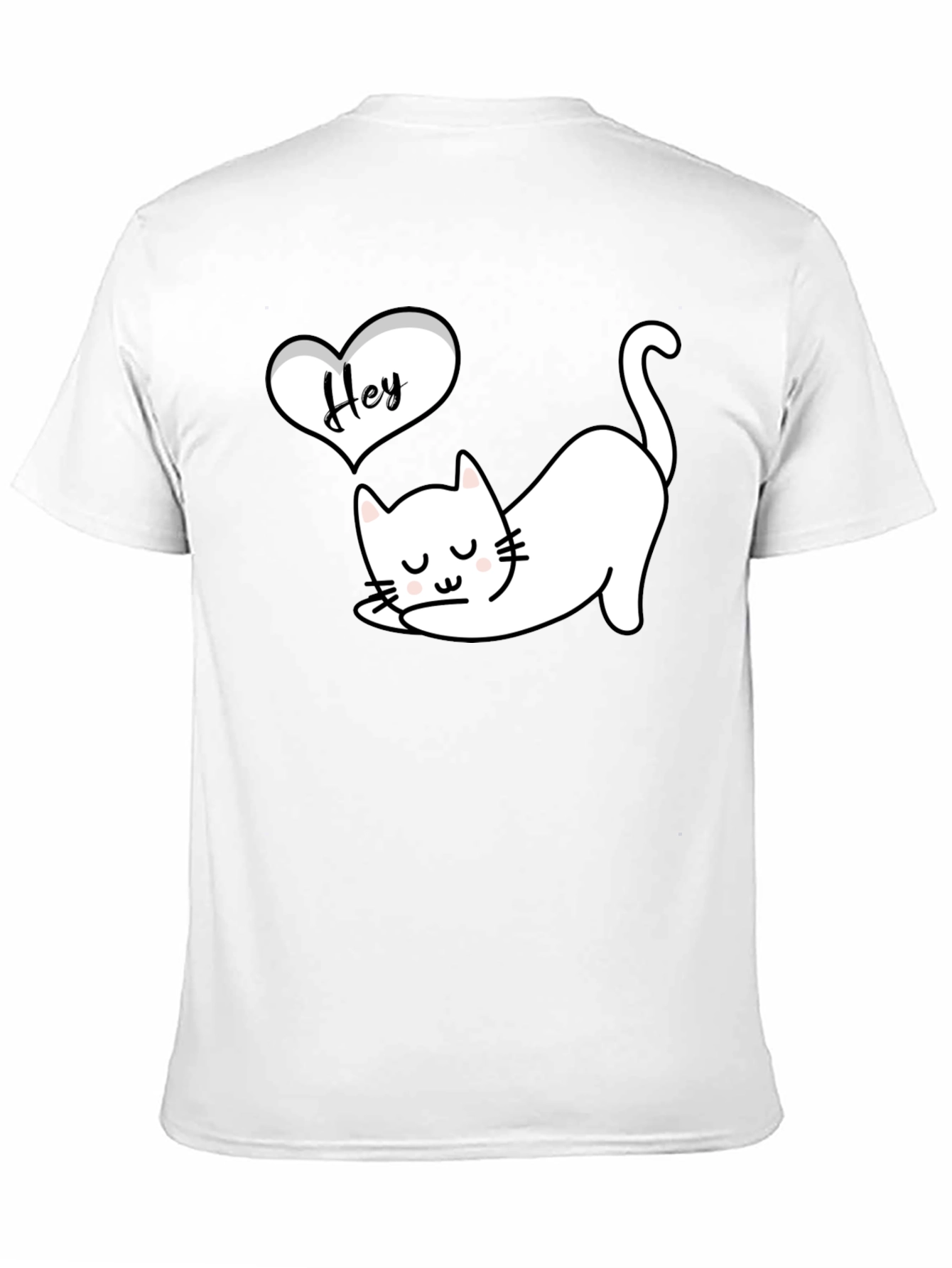 Cute Cat Hey Black Graphic Tee