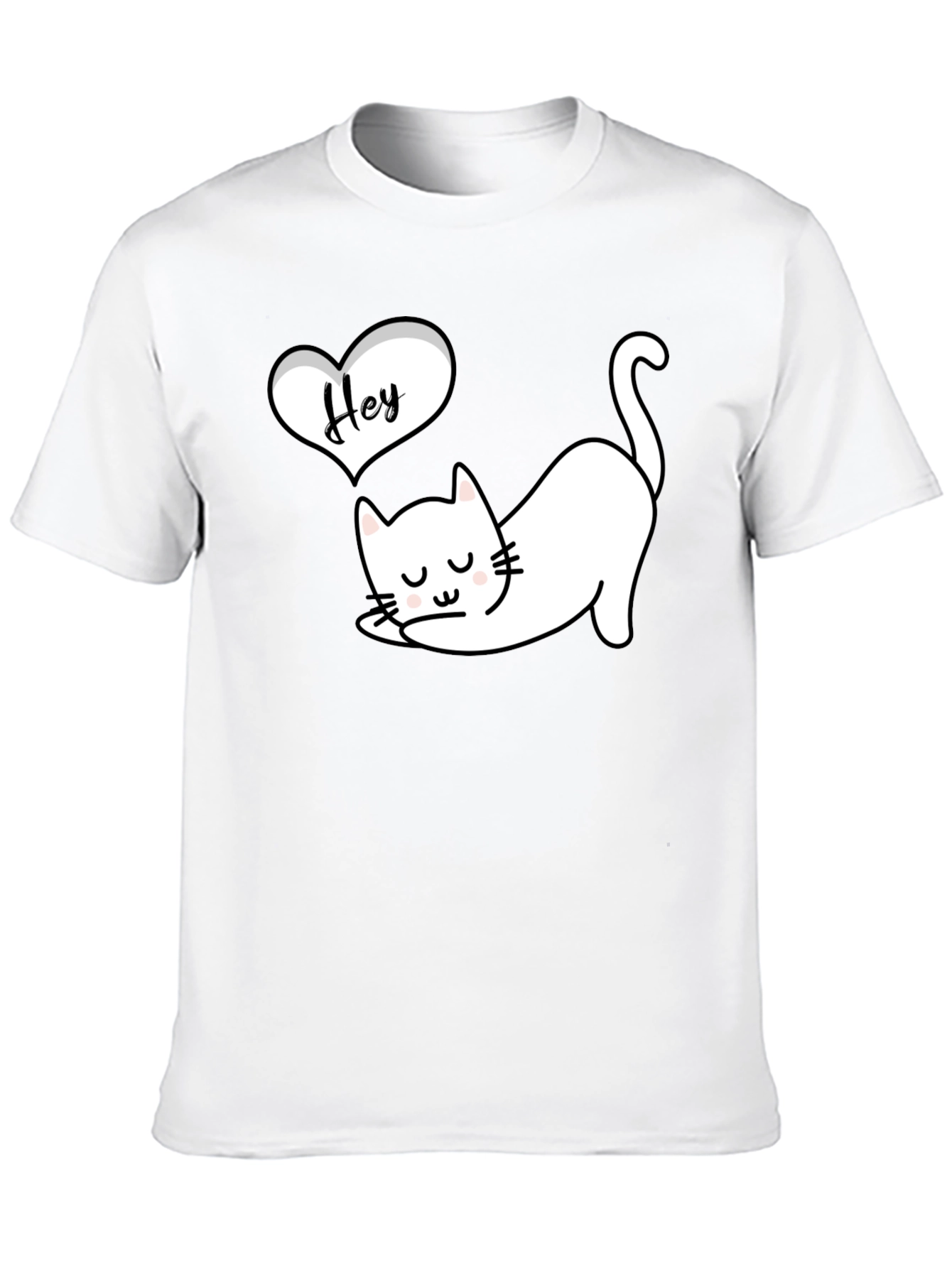 Cute Cat Hey Black Graphic Tee