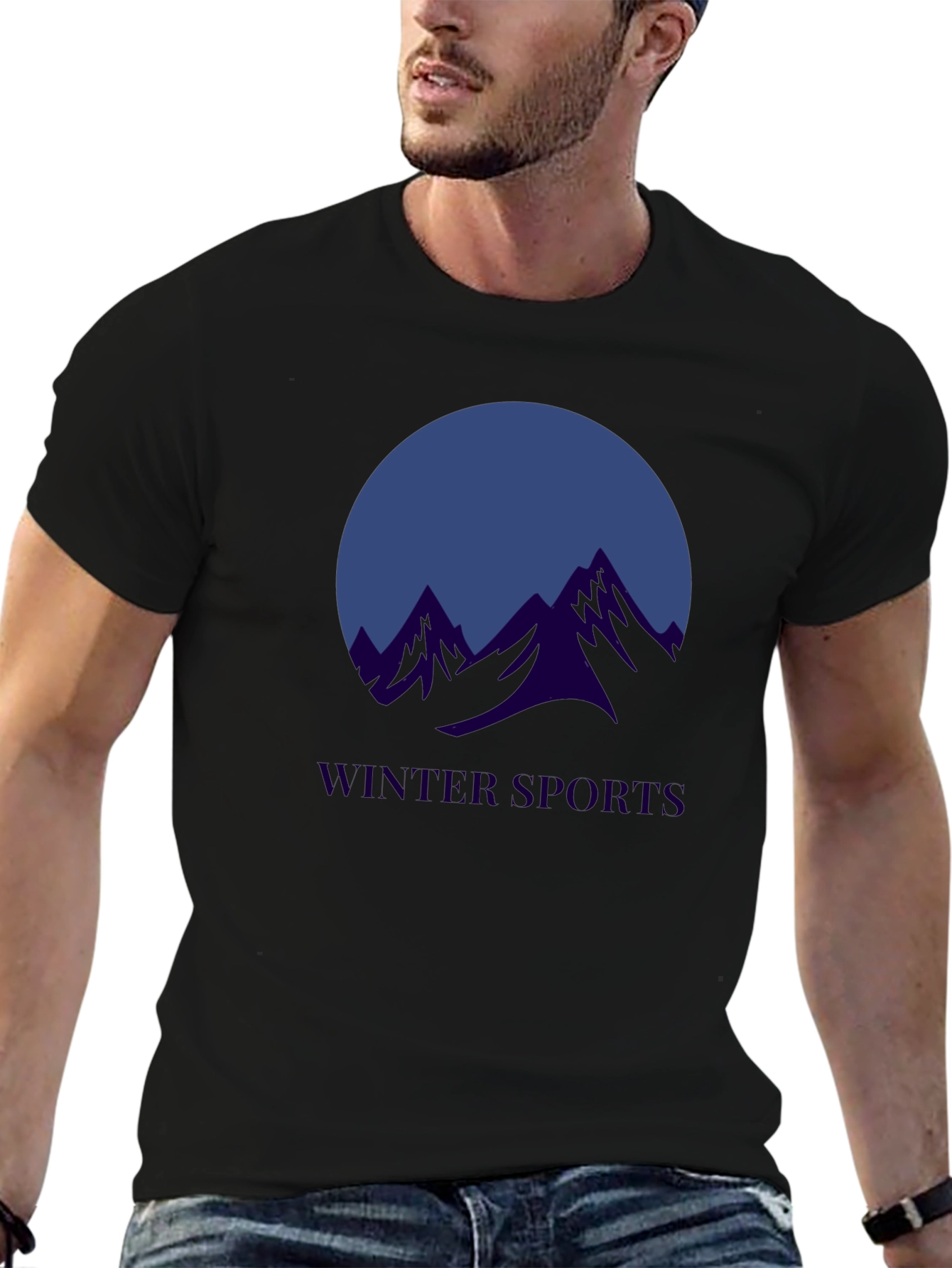 Winter Sports Graphic T-Shirt - Black