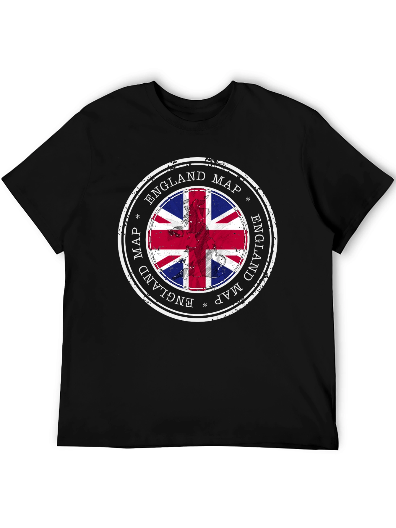 England Map British Flag Black T-Shirt