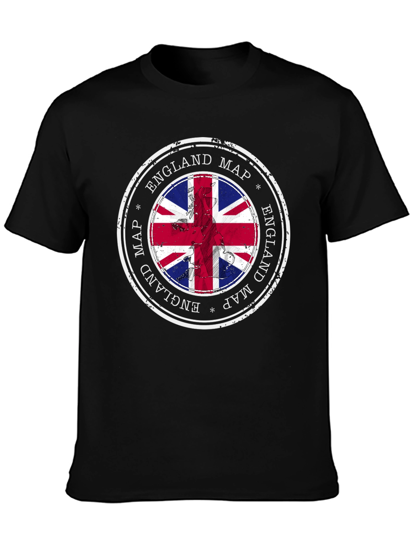 England Map British Flag Black T-Shirt