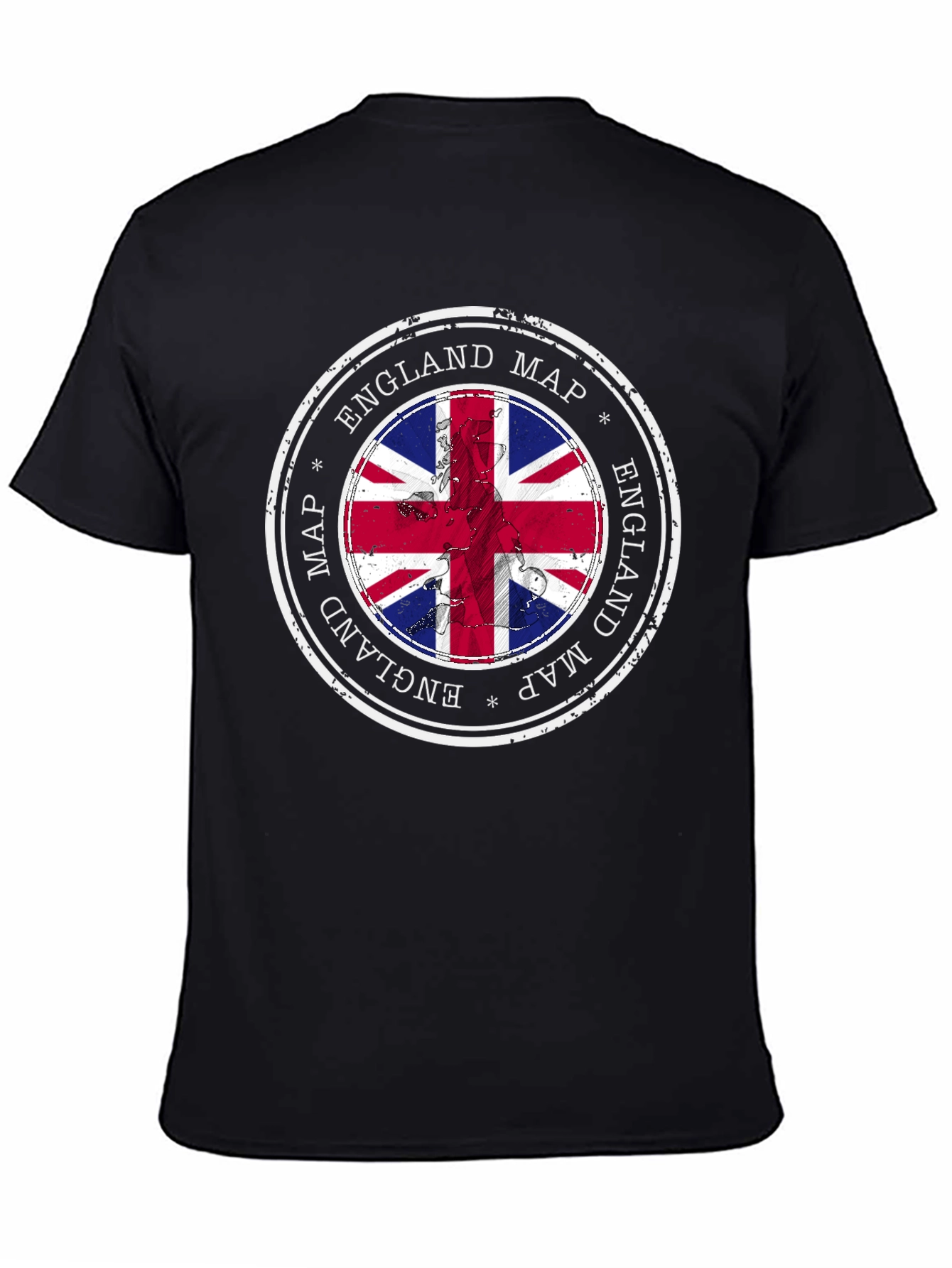 England Map British Flag Black T-Shirt