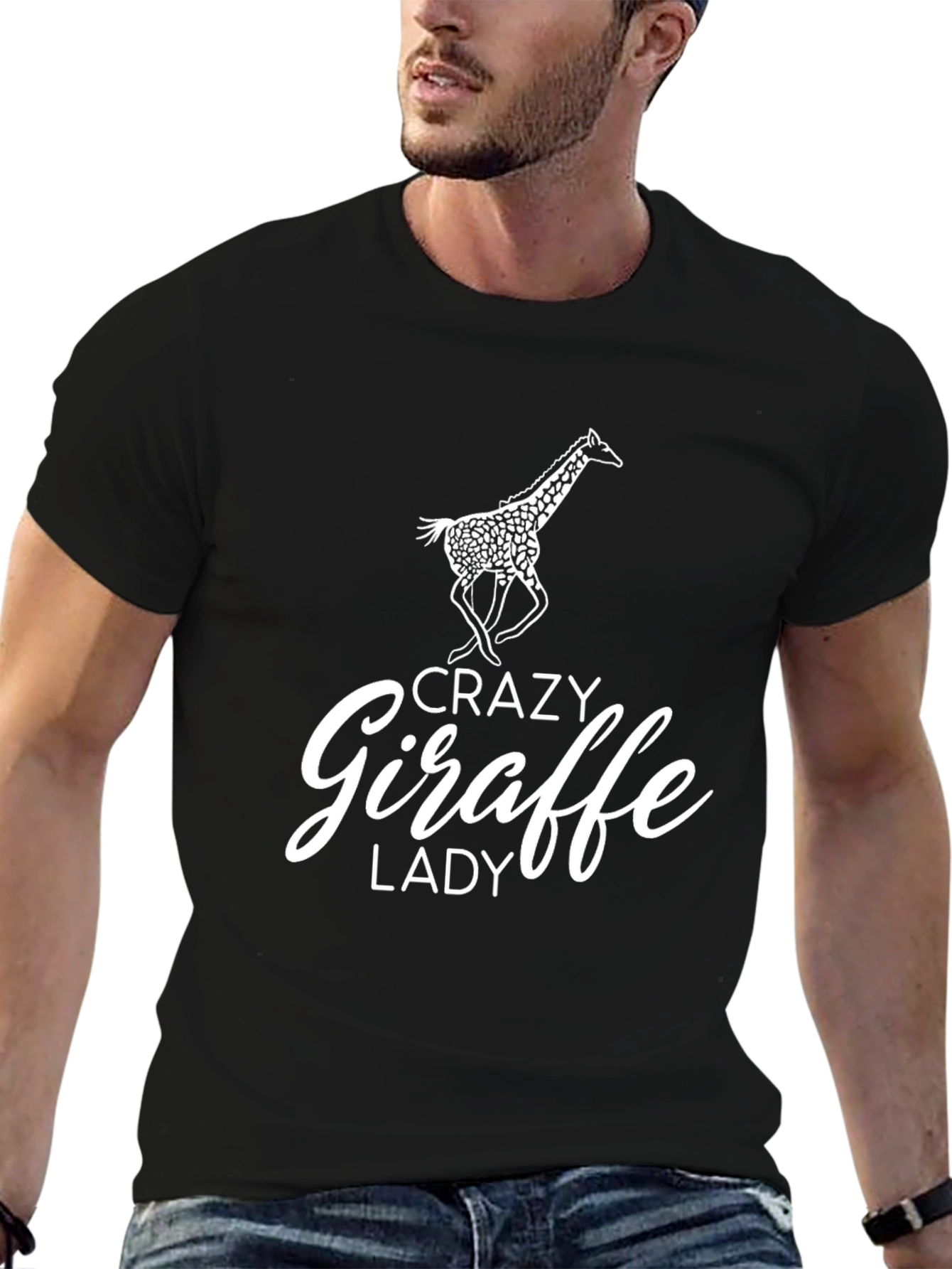 Crazy Giraffe Lady Black T-Shirt