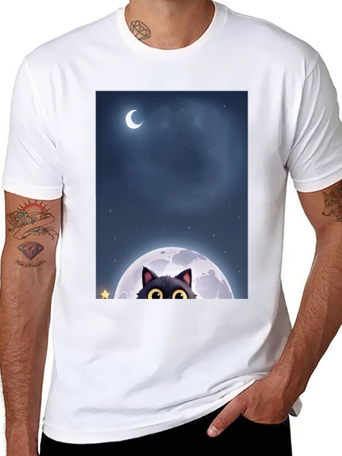 Black Cat Moon Graphic Tee