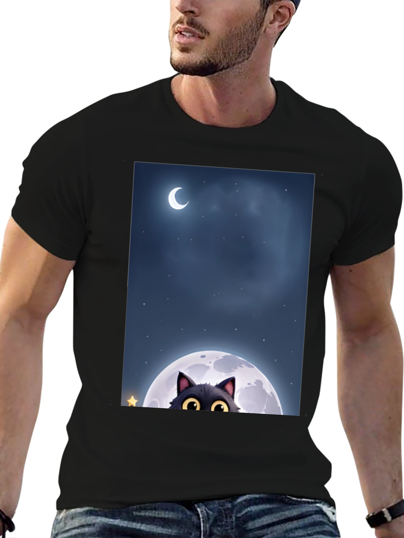 Black Cat Moon Graphic Tee