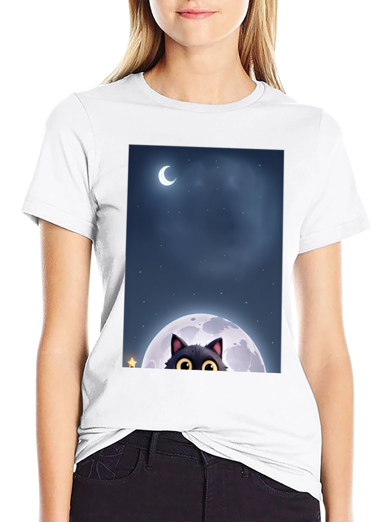 Black Cat Moon Graphic Tee