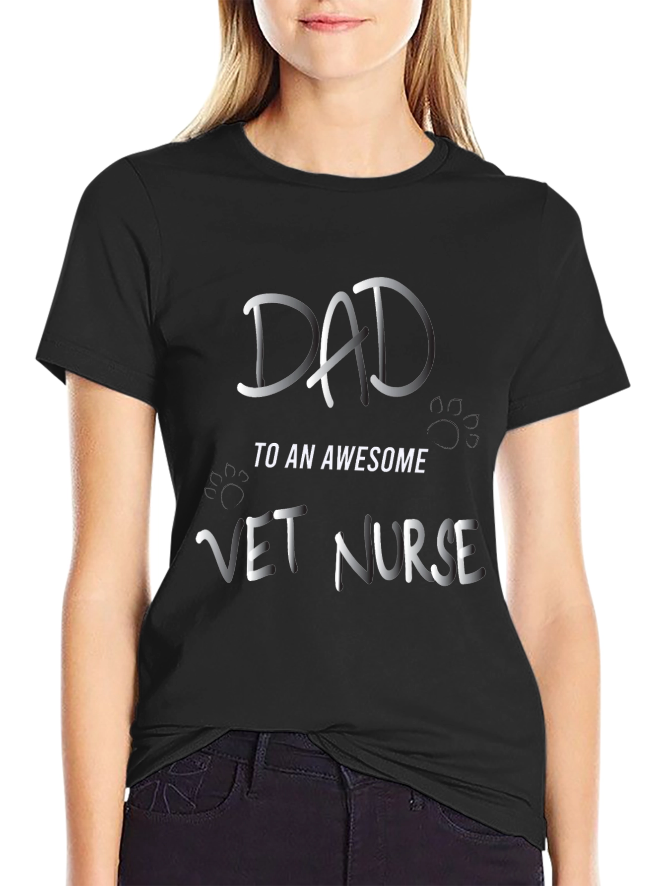 Dad To An Awesome Vet Nurse Black T-Shirt