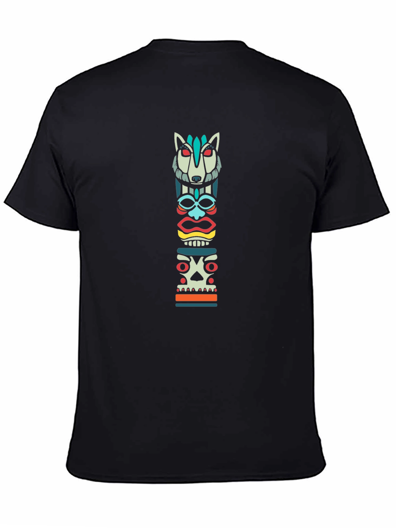 Cool Totem Pole Graphic T-Shirt - Black Cotton Tee