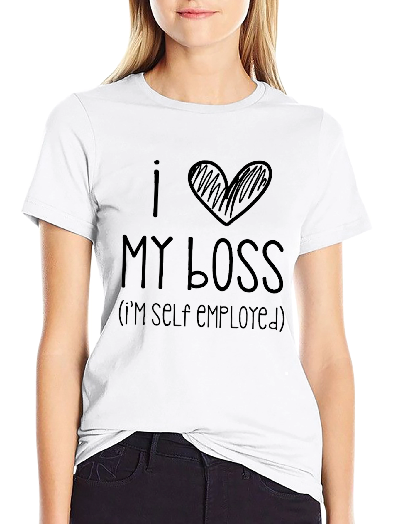 I Heart My Boss Self Employed Black T-Shirt
