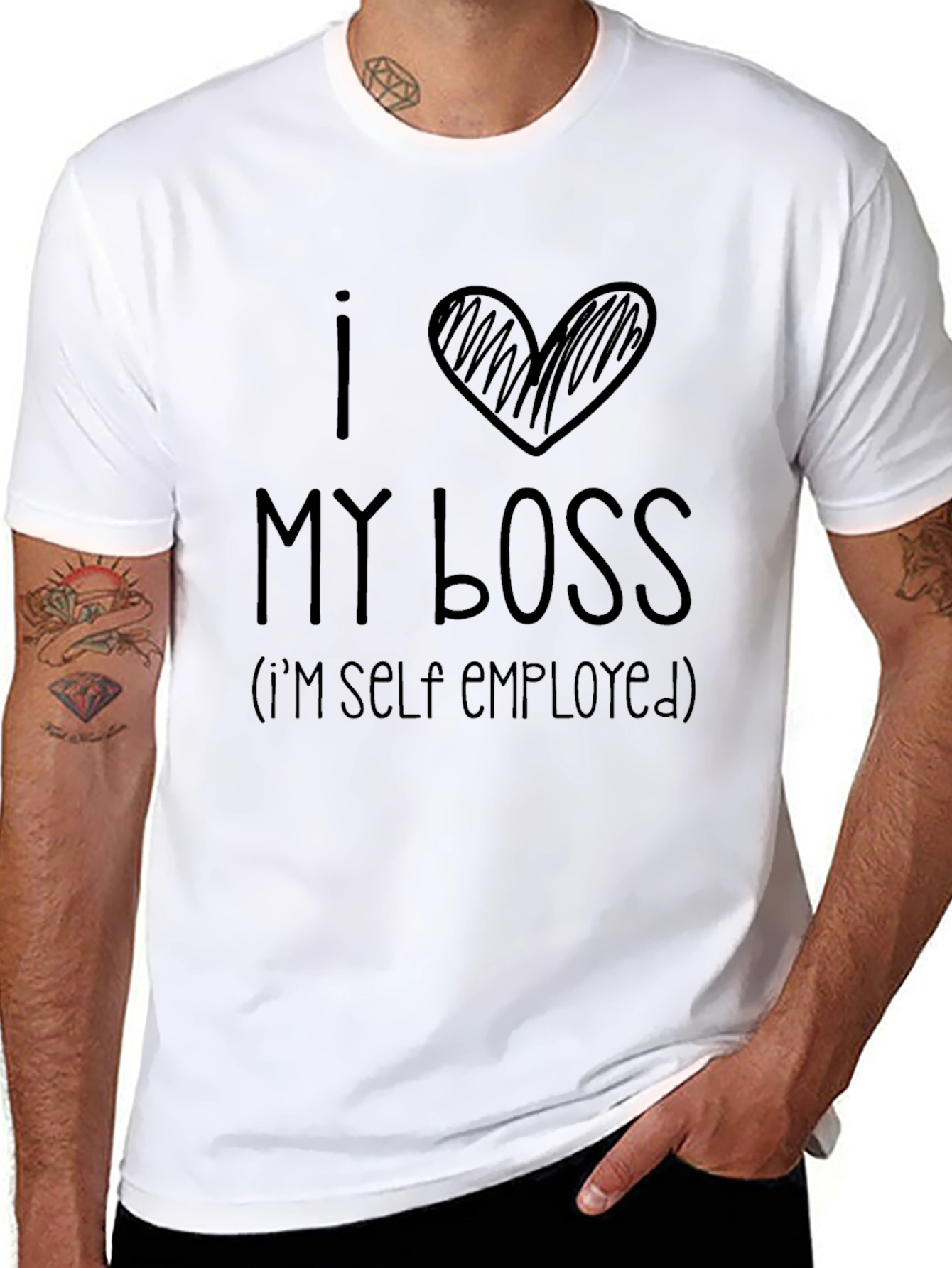I Heart My Boss Self Employed Black T-Shirt