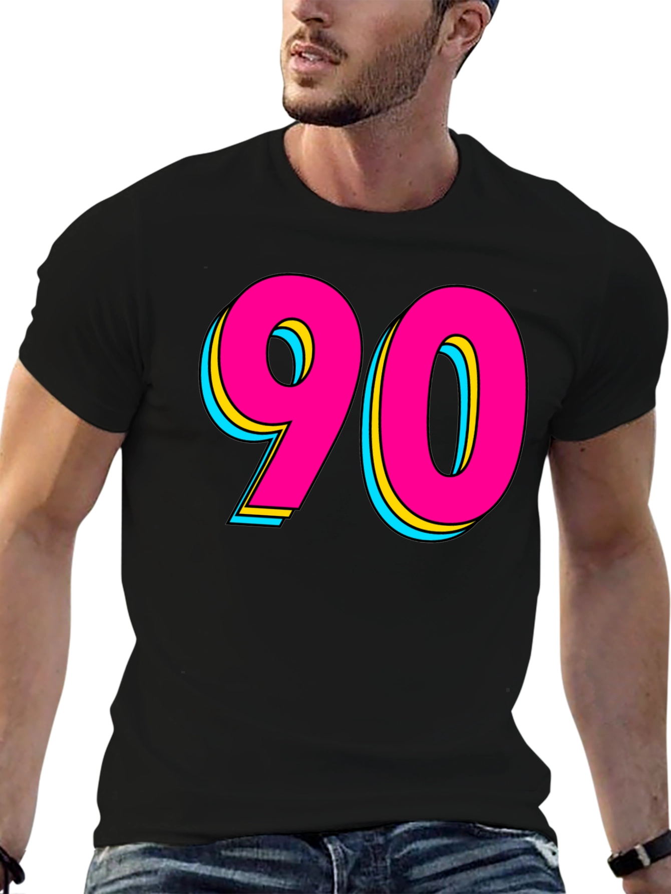 90s Style Graphic Tee - Retro Neon Design