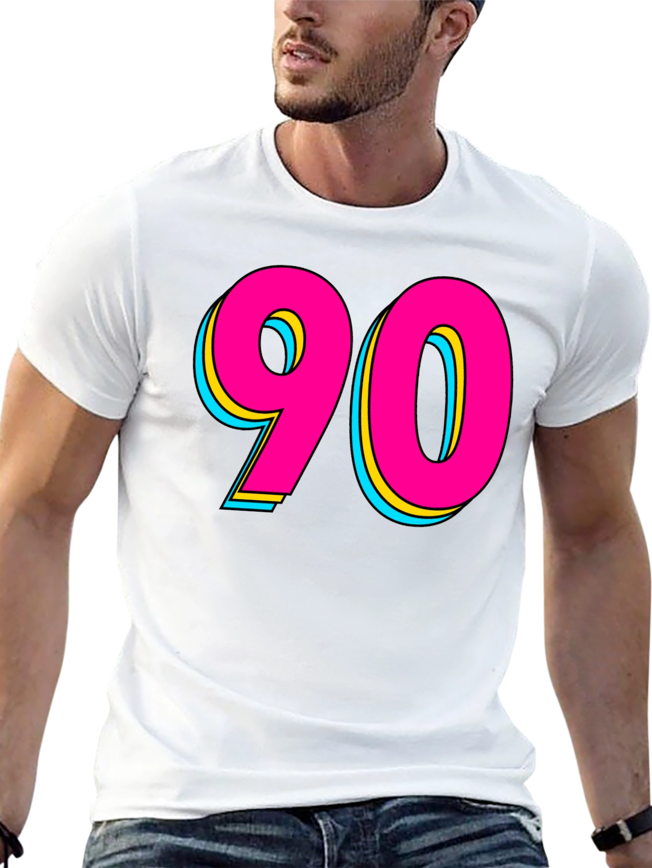 90s Style Graphic Tee - Retro Neon Design
