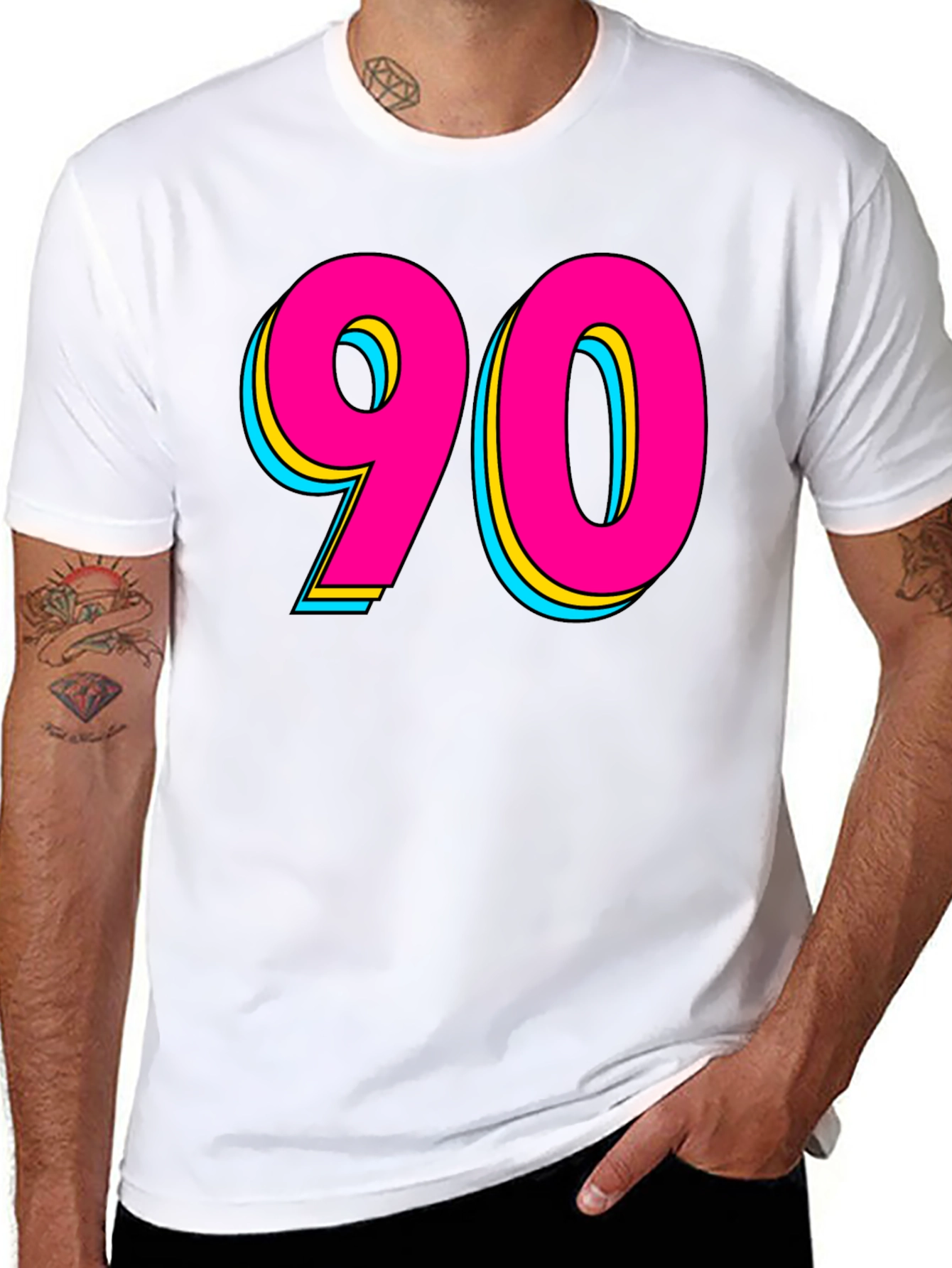 90s Style Graphic Tee - Retro Neon Design