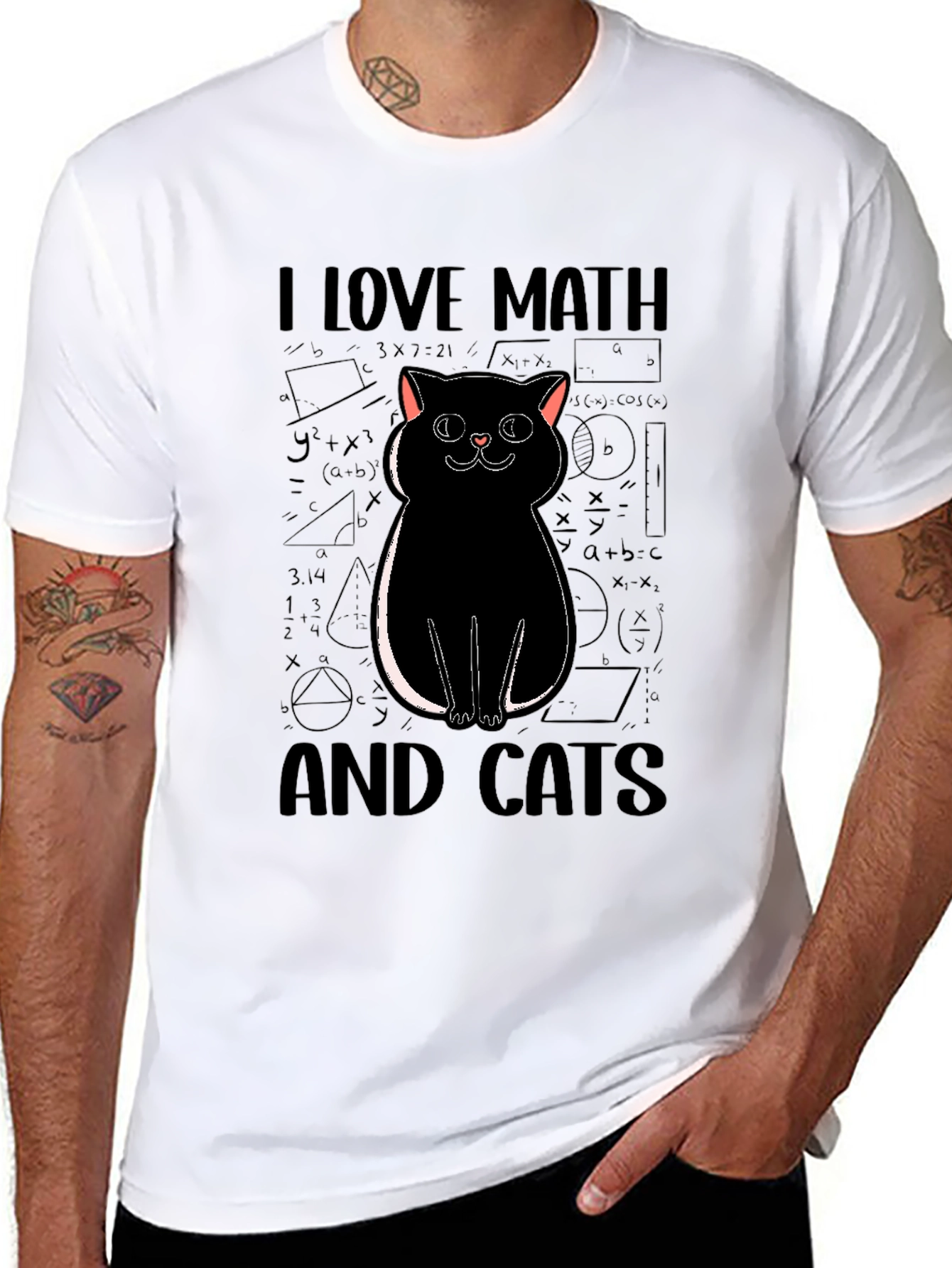 I Love Math And Cats Graphic Tee