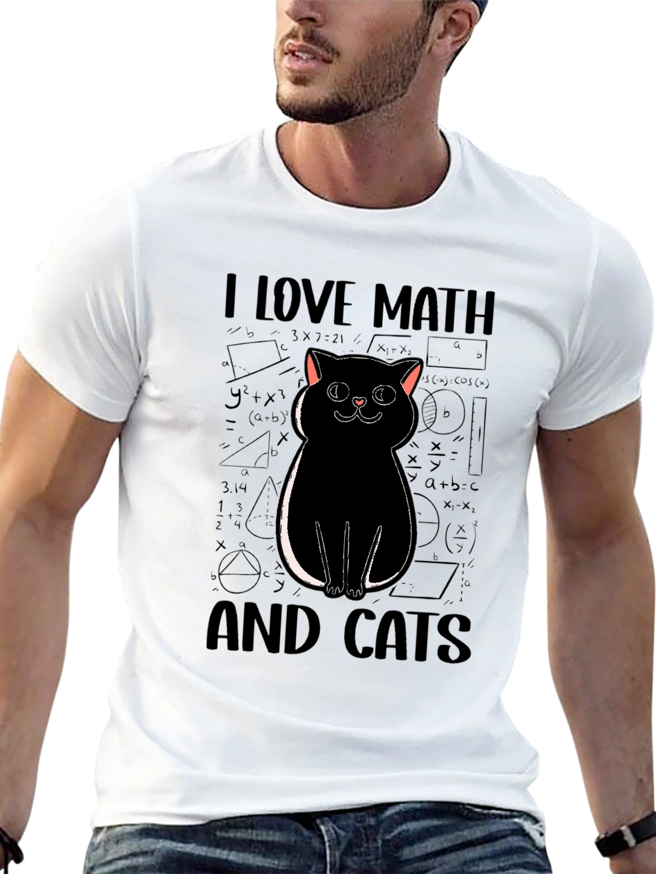 I Love Math And Cats Graphic Tee
