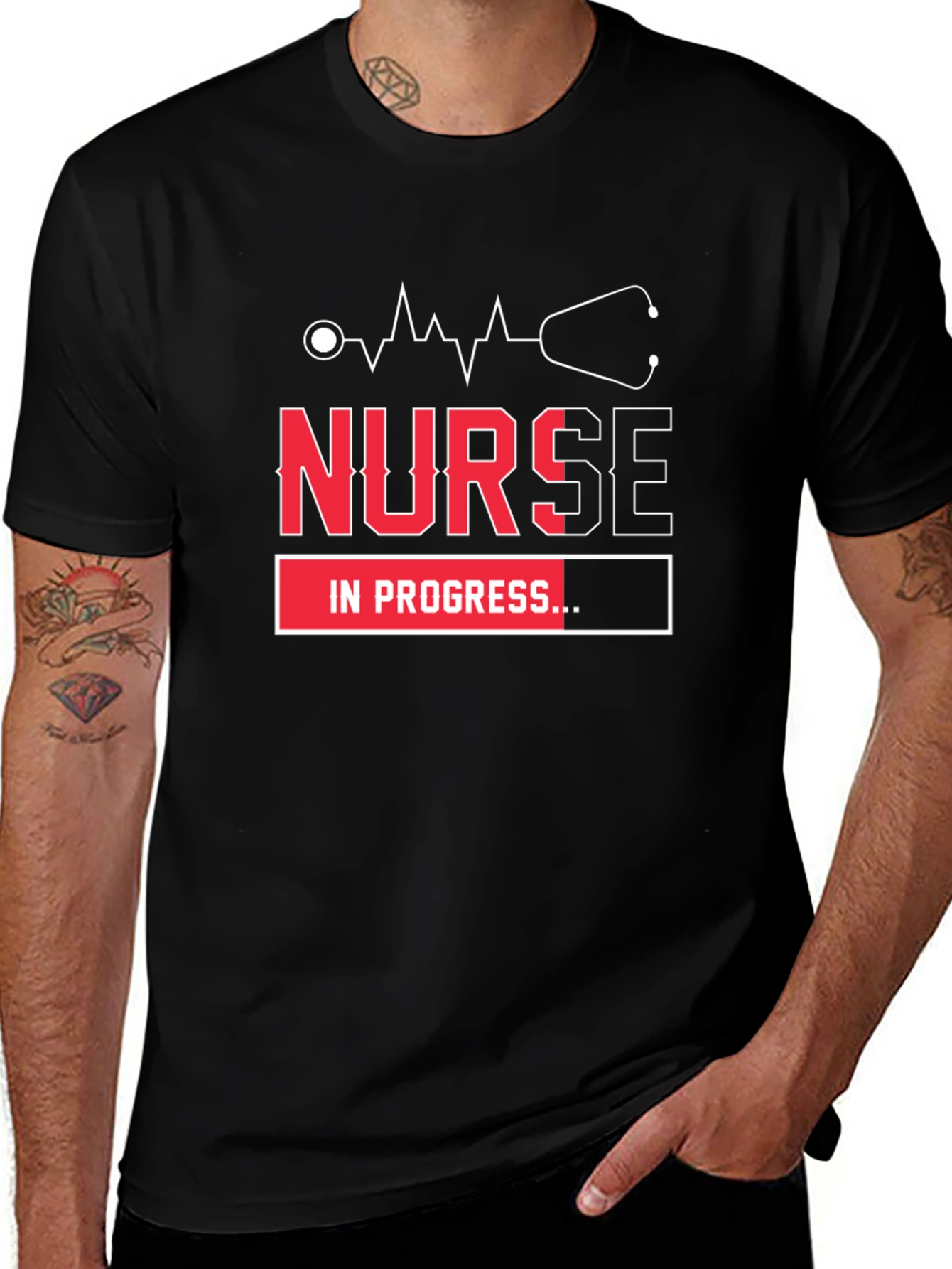 Nurse in Progress Graphic T-Shirt - Black