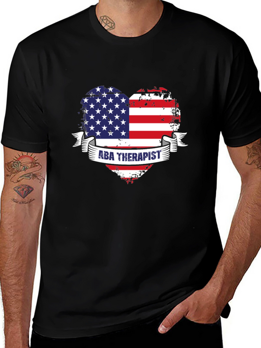 ABA Therapist American Flag Heart T-Shirt