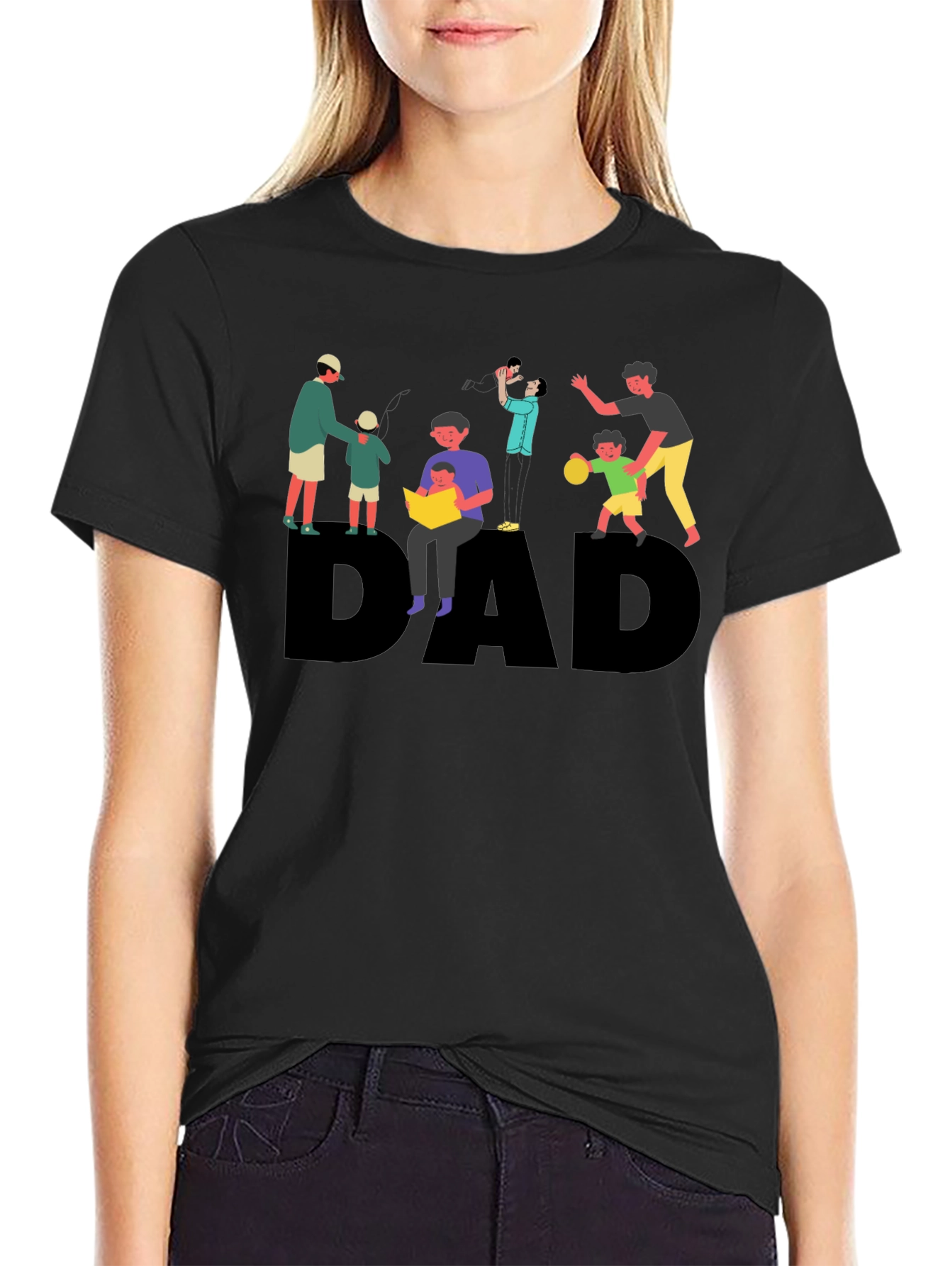 Dad Graphic Print Black T-Shirt