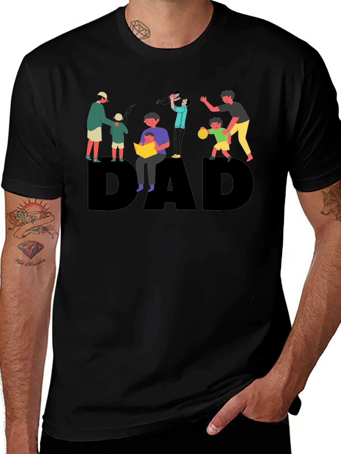 Dad Graphic Print Black T-Shirt