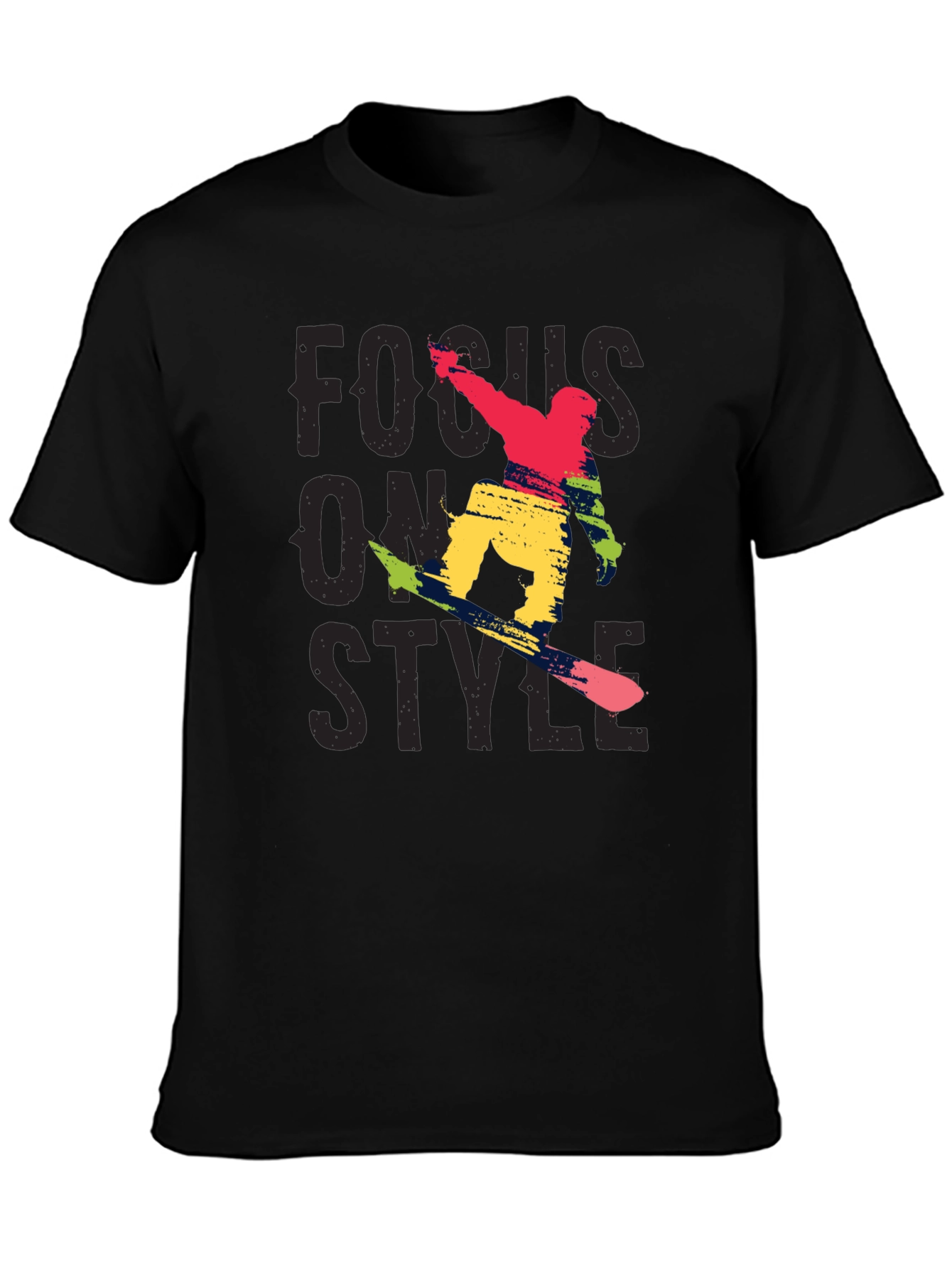 Focus On Style Graphic Tee - Black Cotton T-Shirt