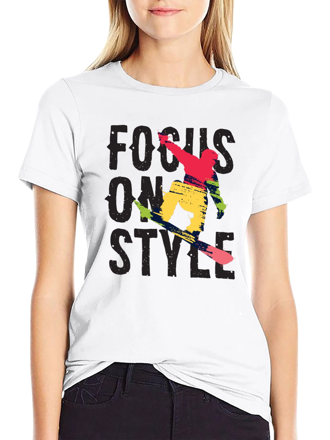 Focus On Style Graphic Tee - Black Cotton T-Shirt