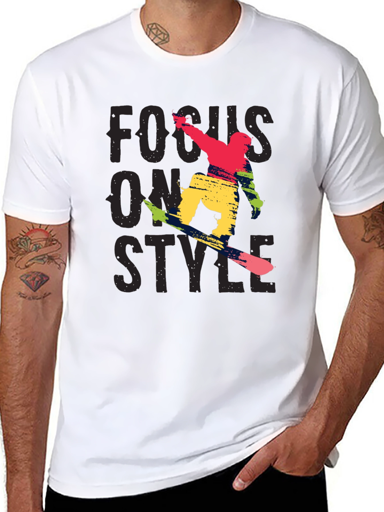 Focus On Style Graphic Tee - Black Cotton T-Shirt