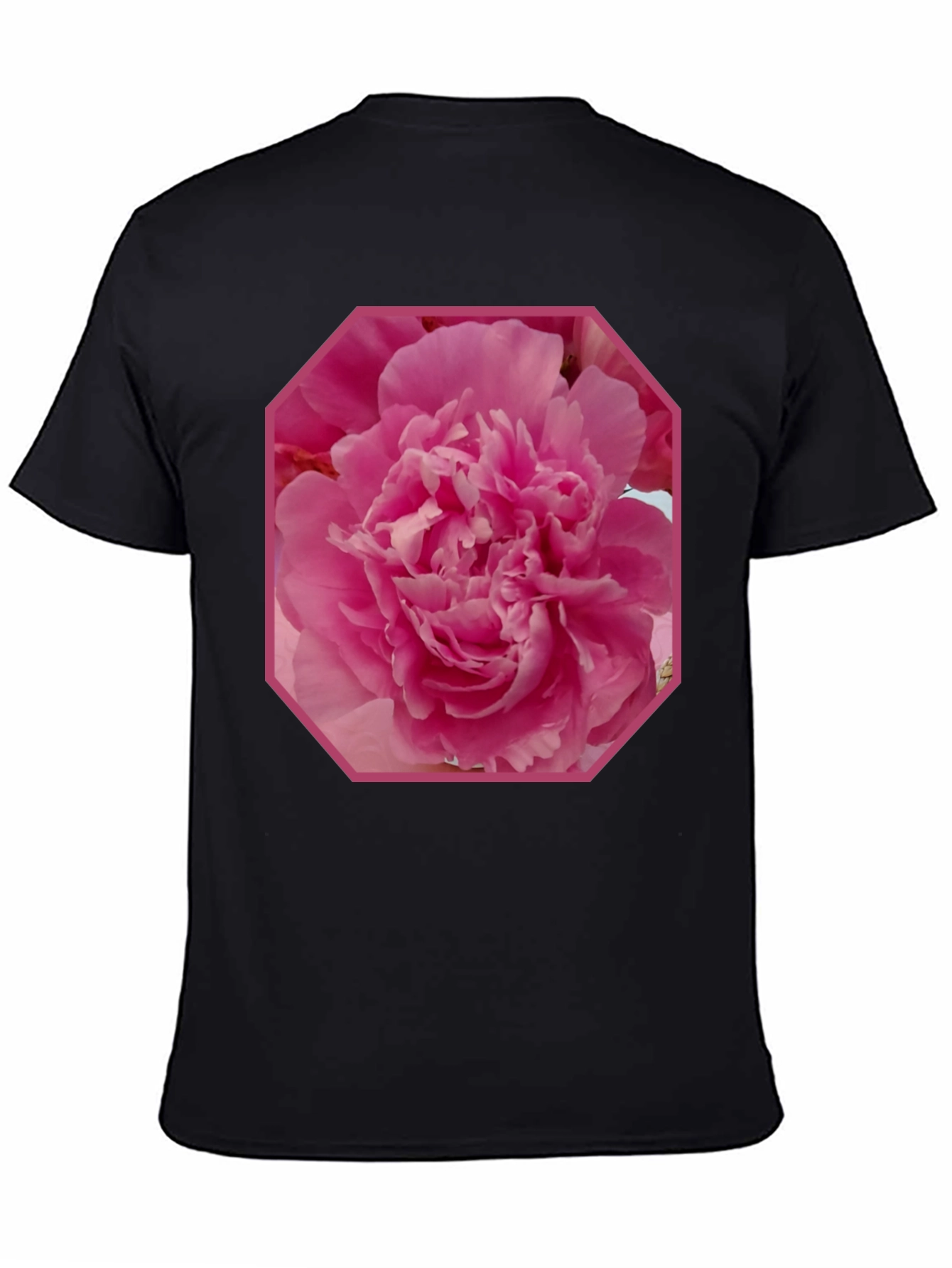 Pink Flower Graphic Tee - Stylish Mens Black T-Shirt