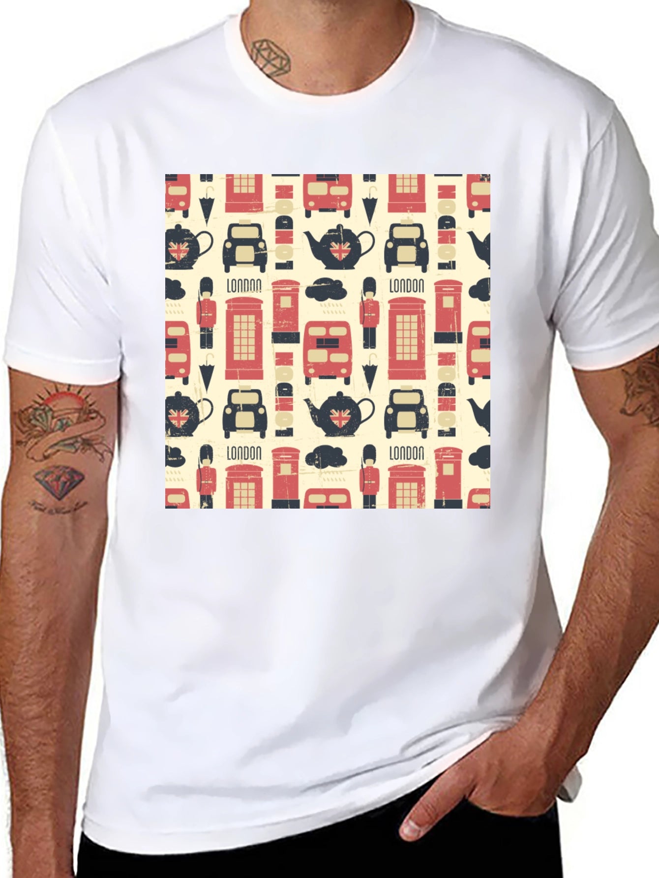 London Pattern Black T-Shirt