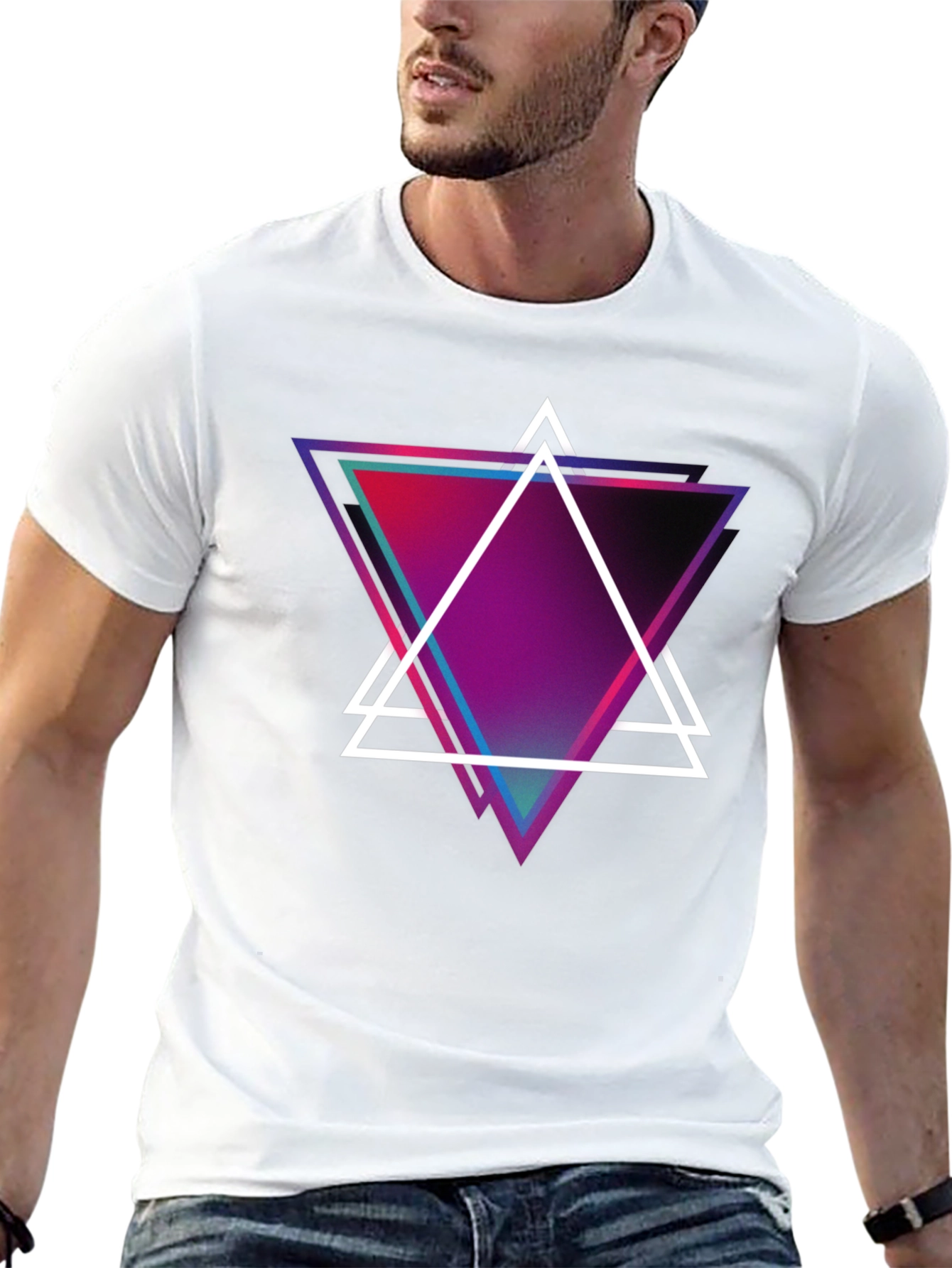 Geometric Triangle Graphic Tee - Modern Design