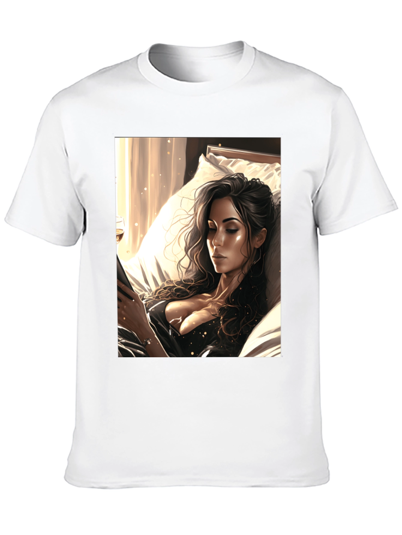 Black T-Shirt with Artistic Woman Design