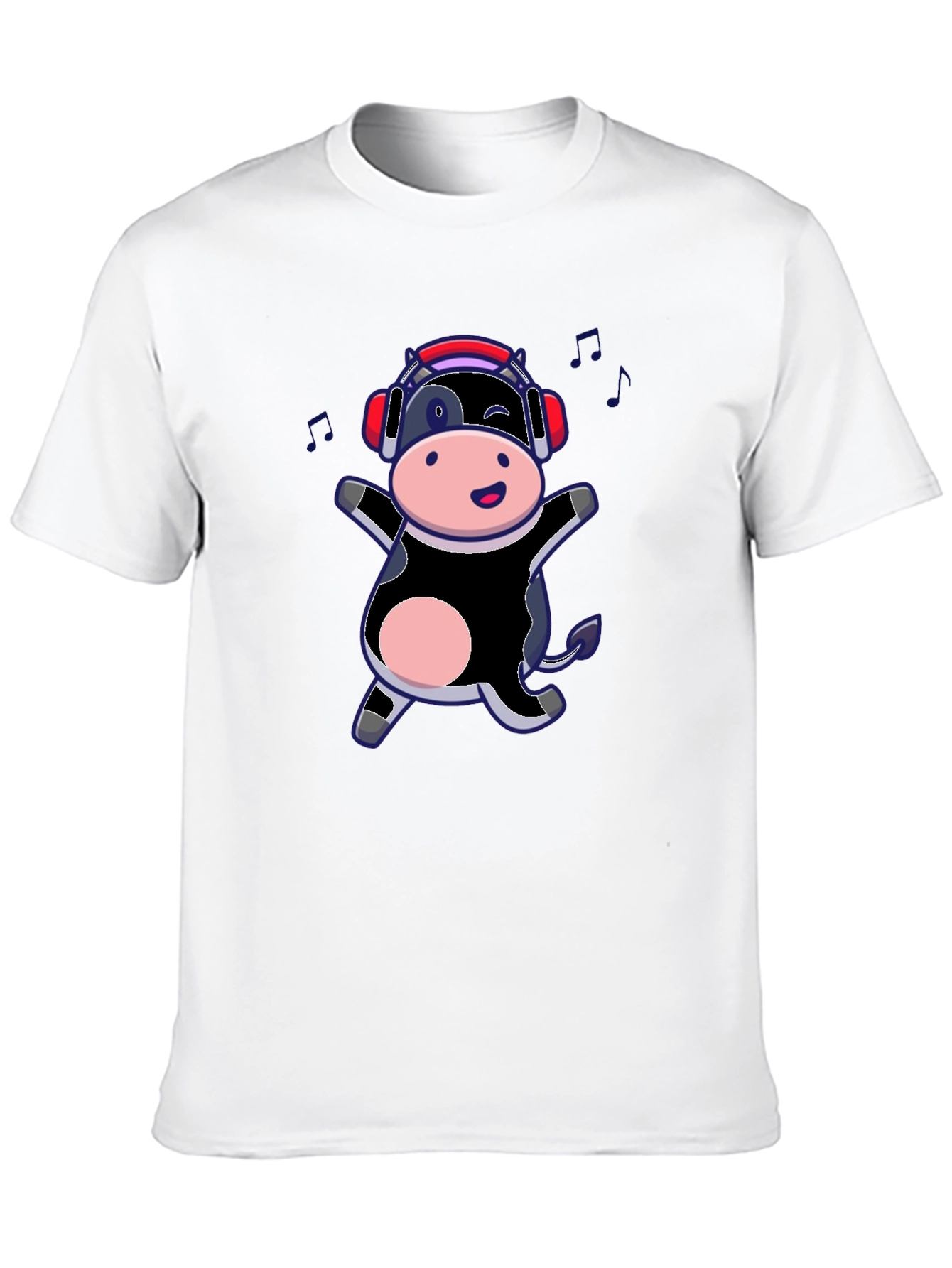 Cow with Headphones Graphic T-Shirt