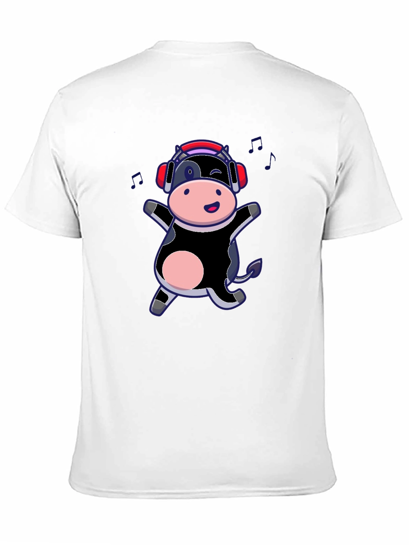 Cow with Headphones Graphic T-Shirt