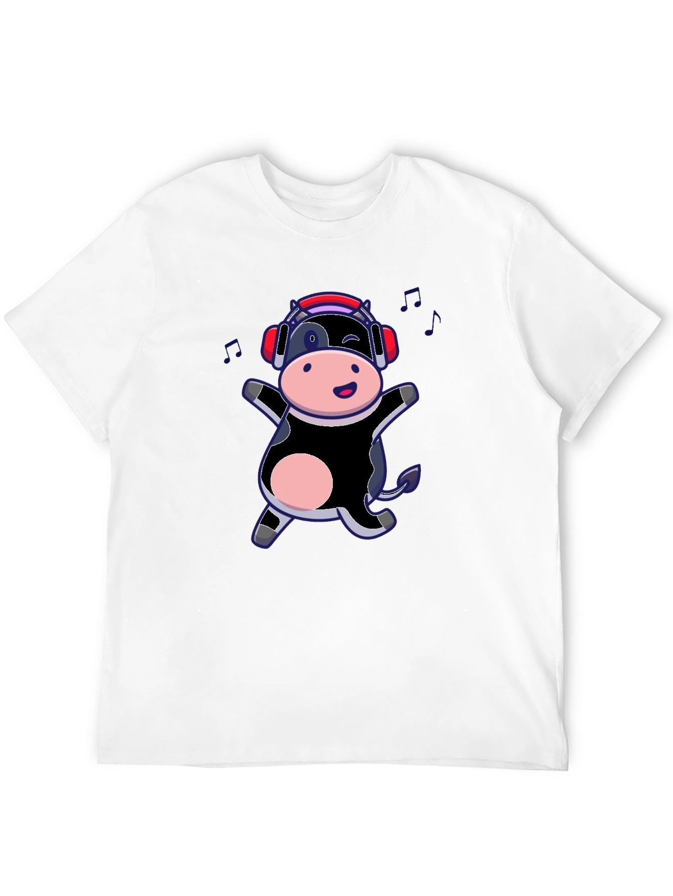 Cow with Headphones Graphic T-Shirt
