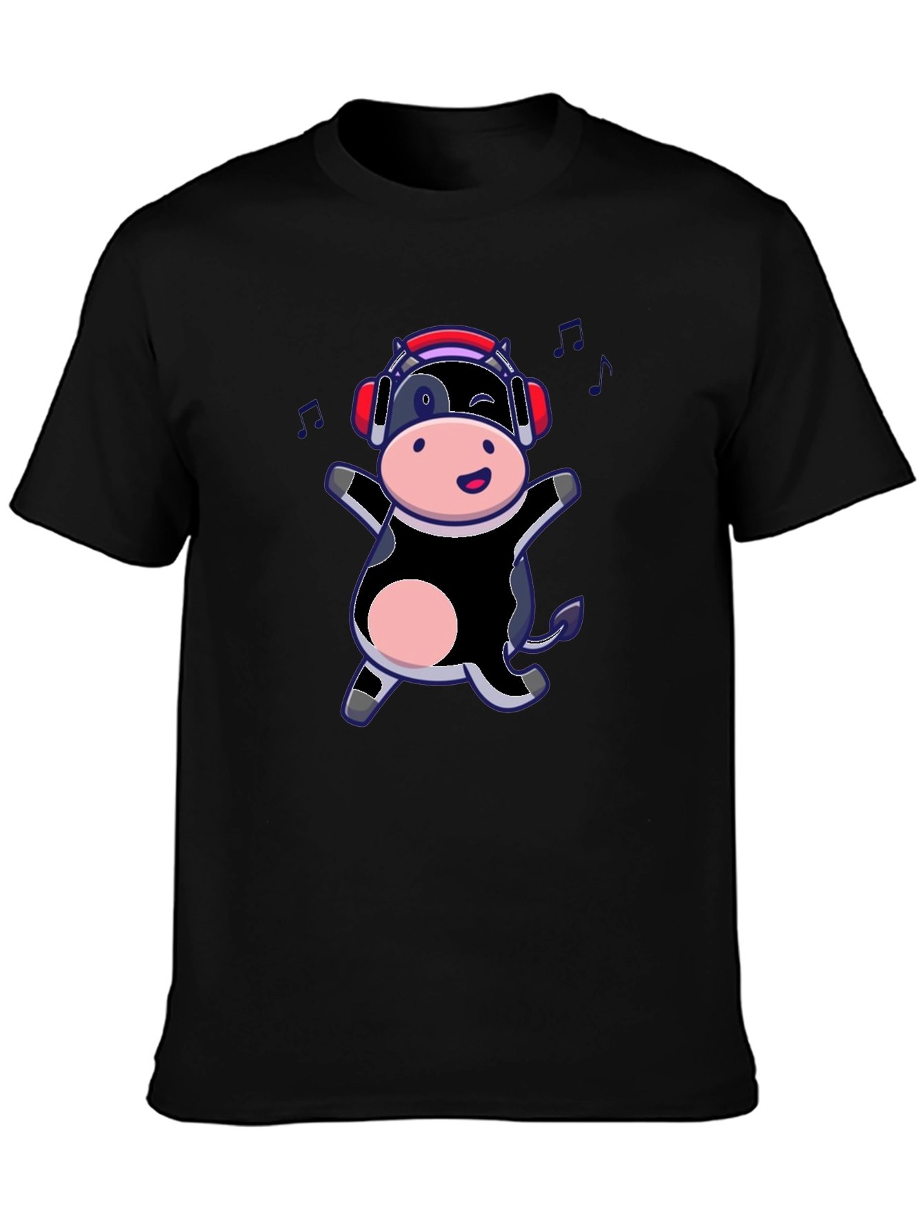 Cow with Headphones Graphic T-Shirt