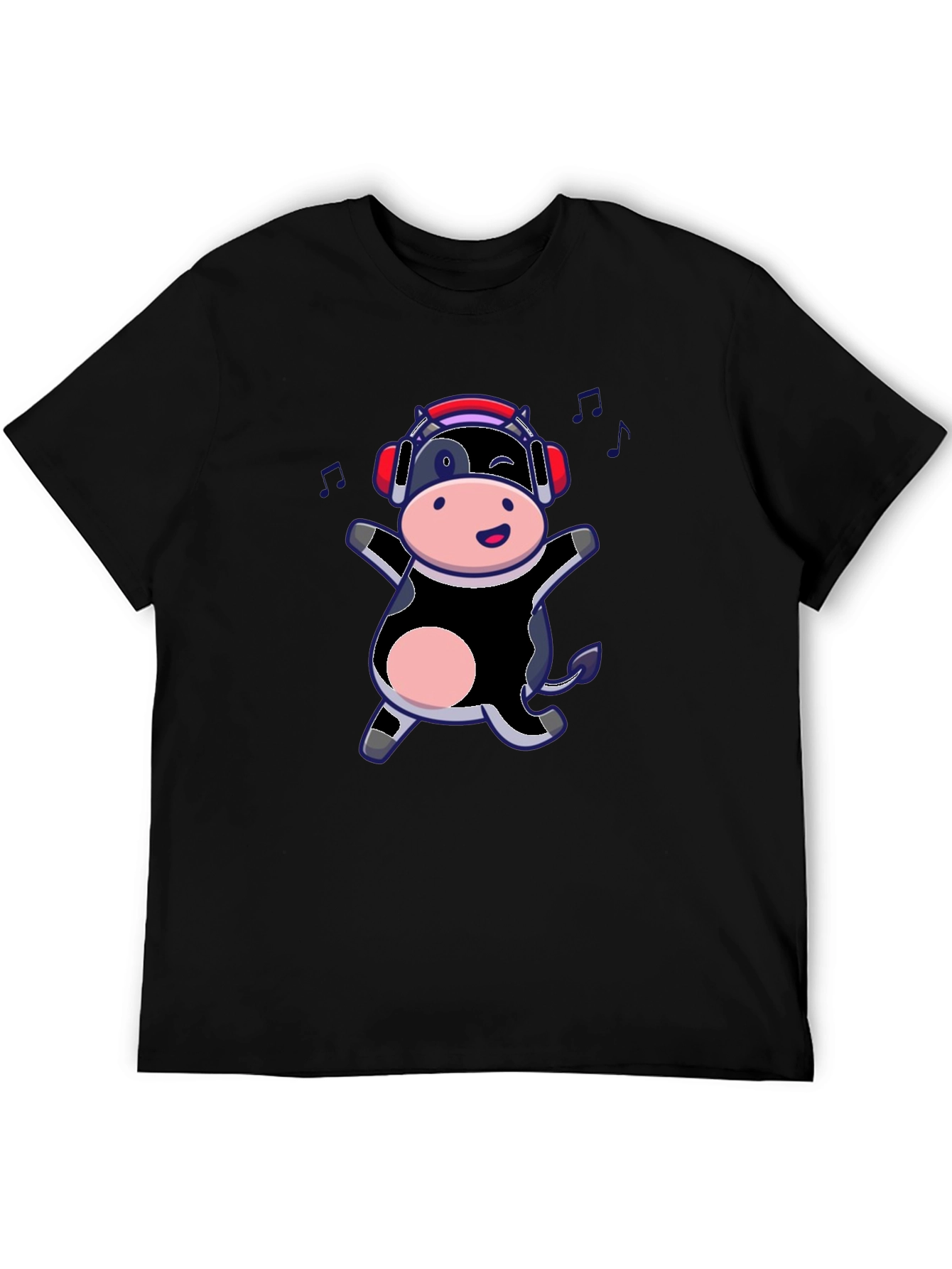 Cow with Headphones Graphic T-Shirt