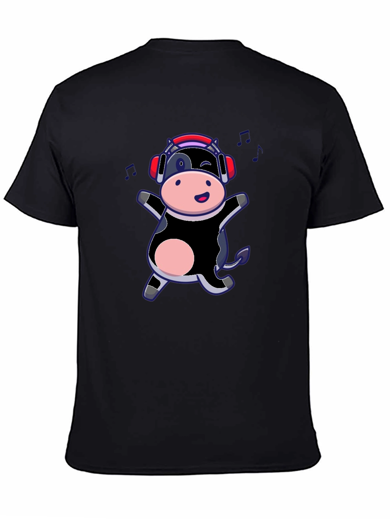 Cow with Headphones Graphic T-Shirt