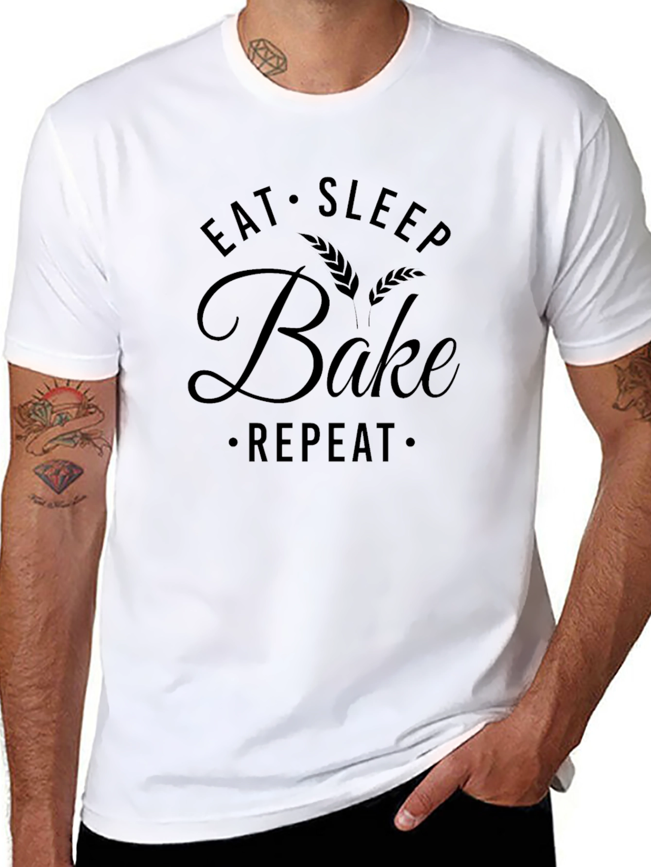 Eat Sleep Bake Repeat Black Graphic T-Shirt