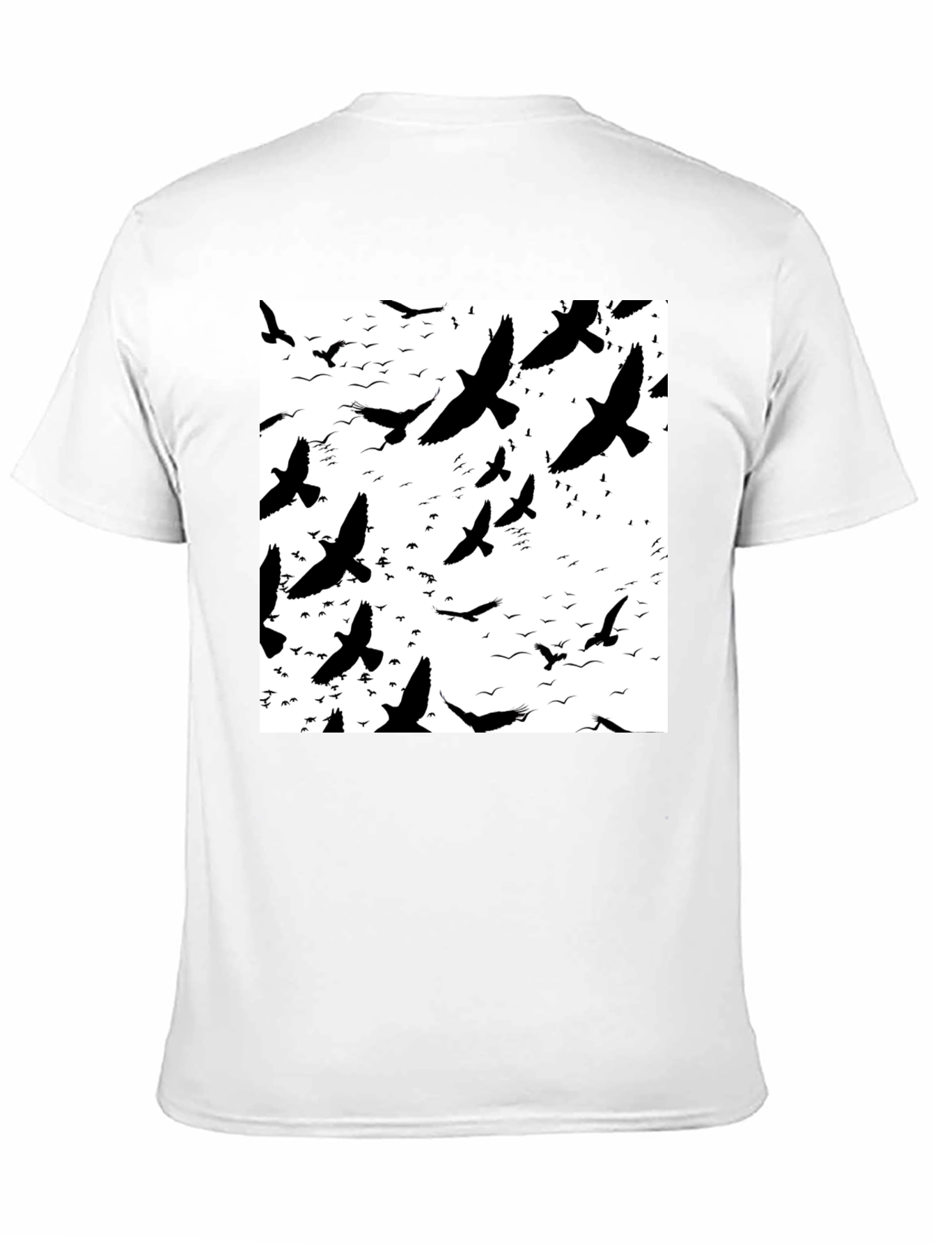Bird Silhouette Graphic Print Black T-Shirt