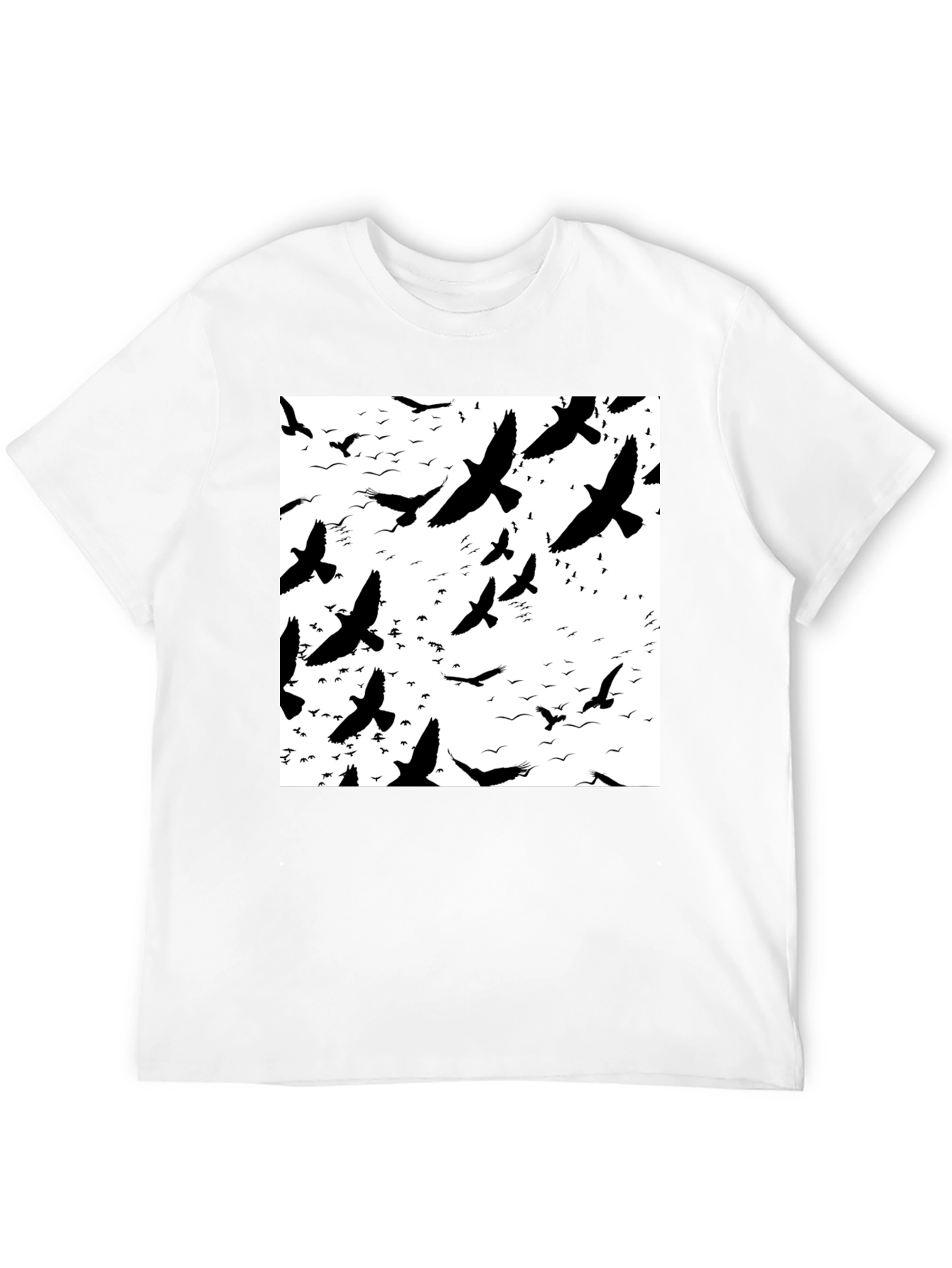 Bird Silhouette Graphic Print Black T-Shirt