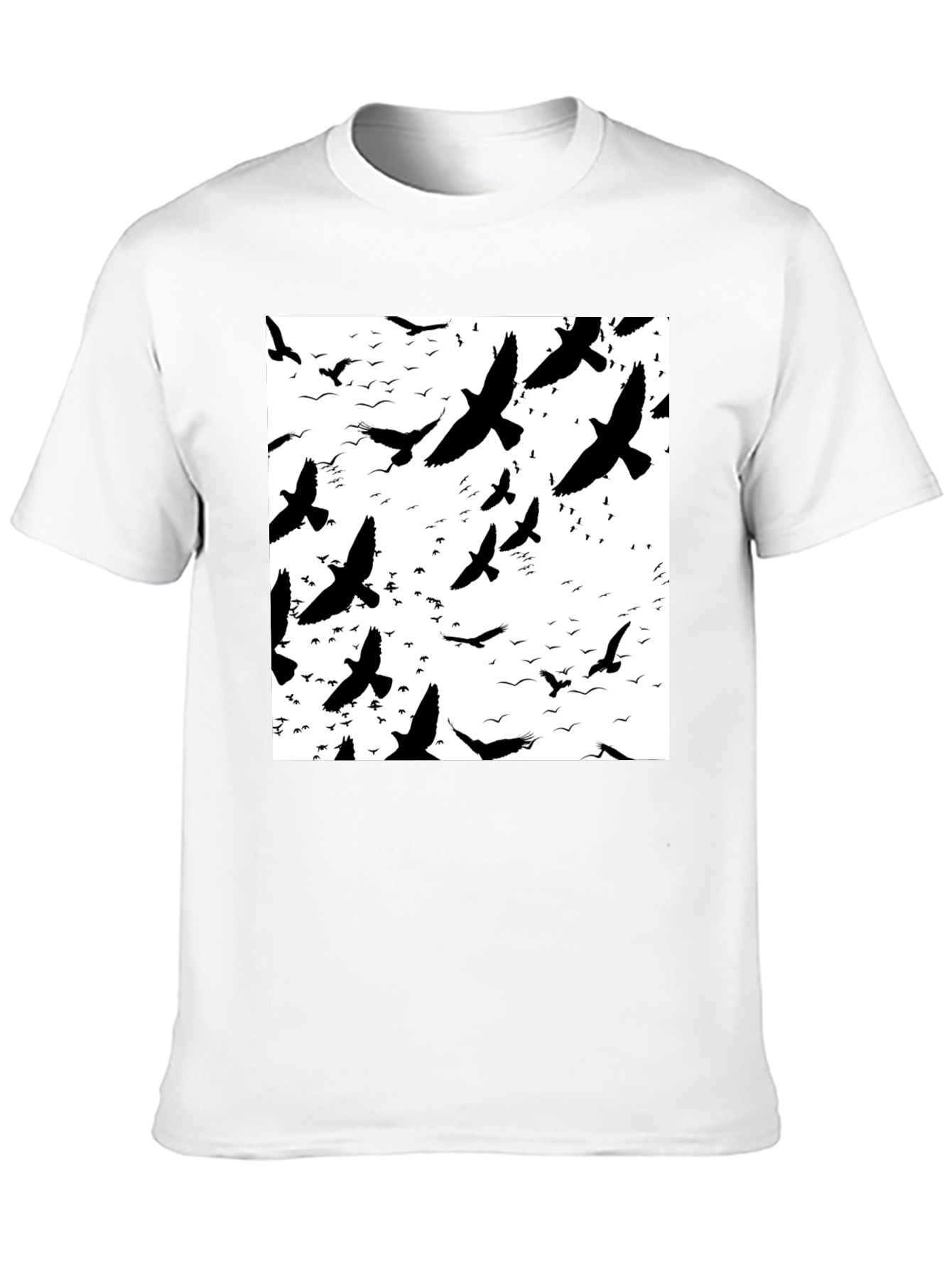 Bird Silhouette Graphic Print Black T-Shirt
